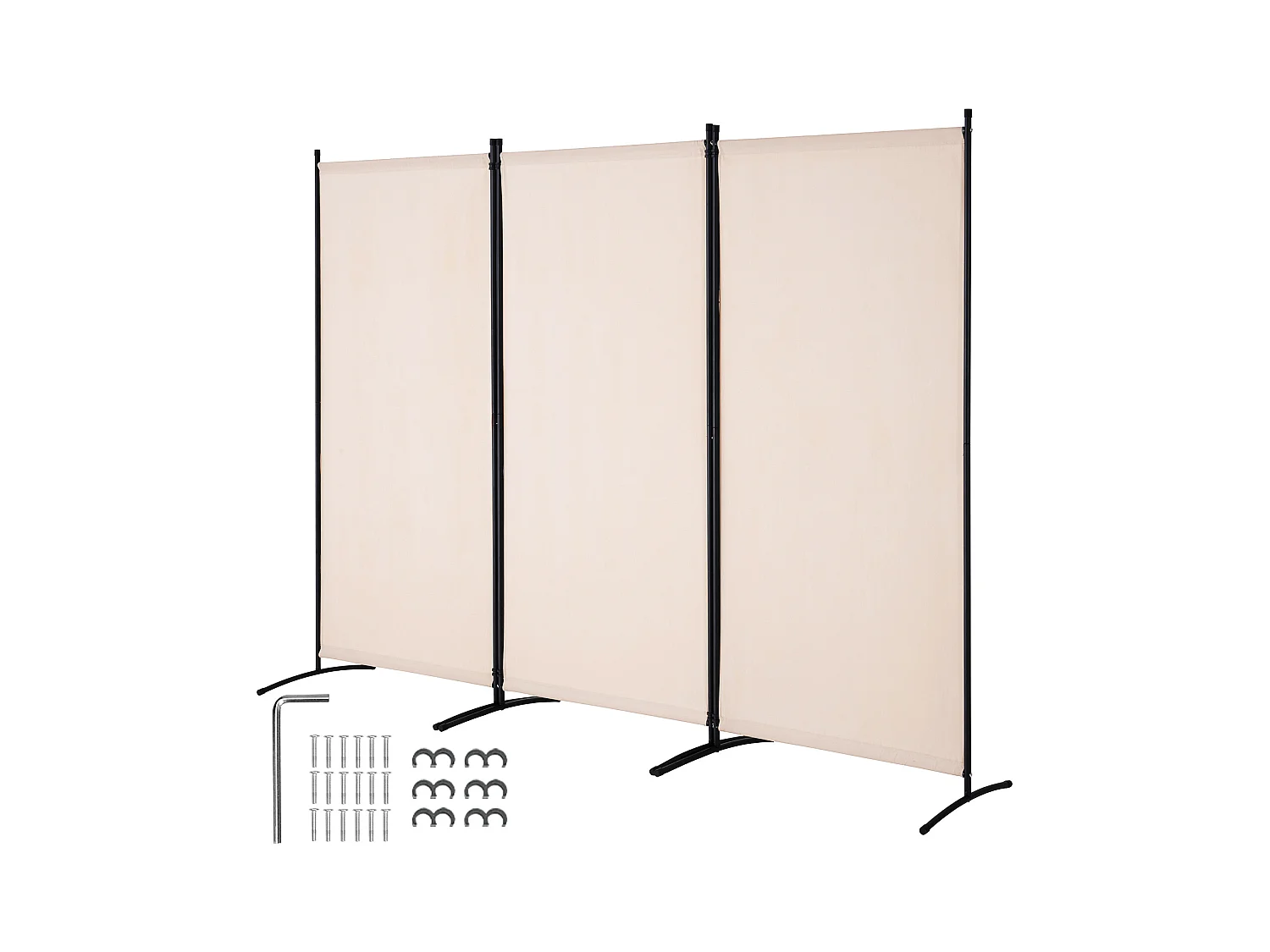 Tabique SucceBuy Biombo, Biombo Plegable de 3 Paneles, Separador Portátil, Tela Beige
