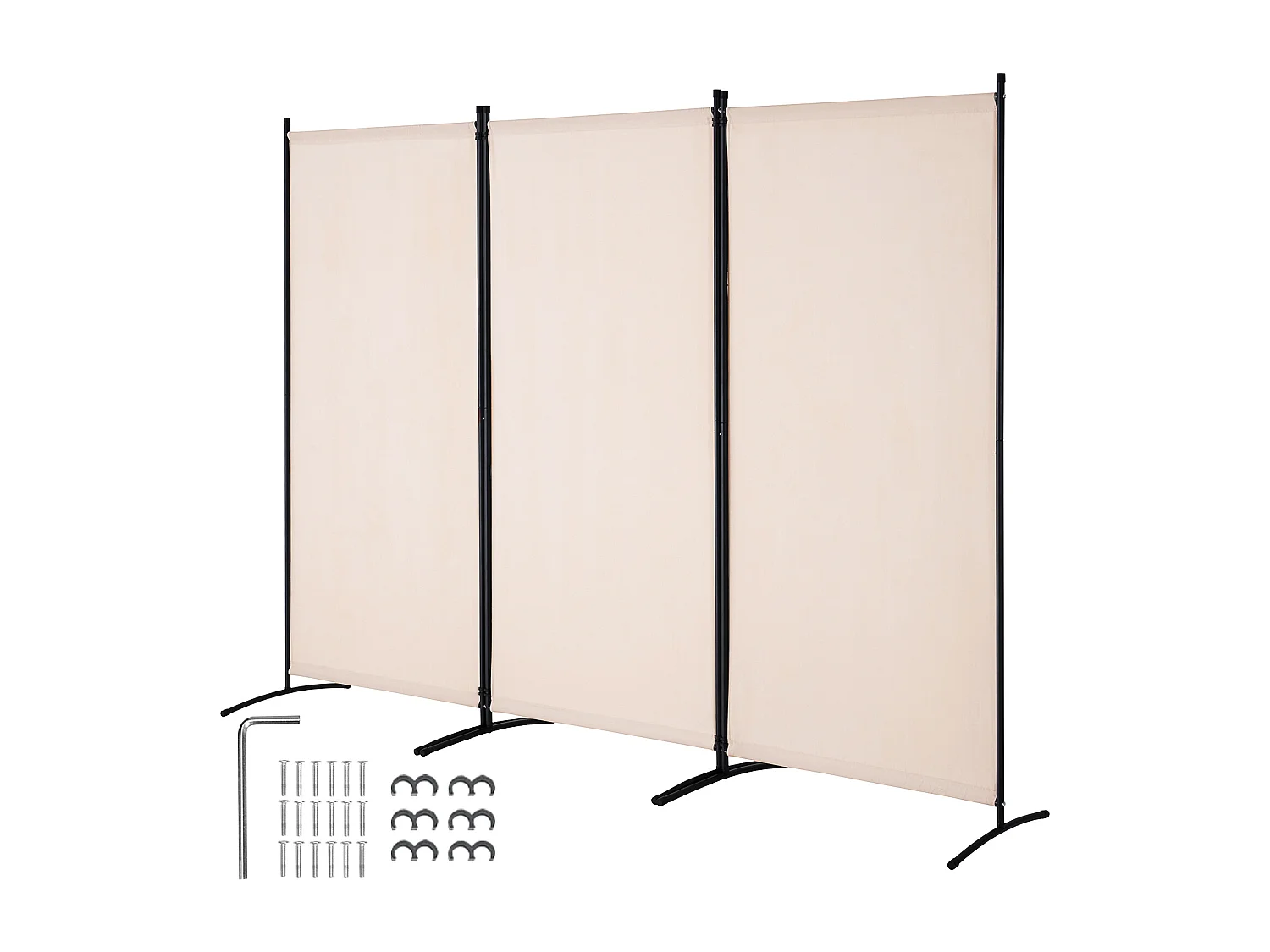 Cloison de Séparation SucceBuy Cloison de Séparation, Paravent de Confidentialité Pliable à 3 Panneaux, Cloison Portable pour Séparation de Pièce, Tissu Beige