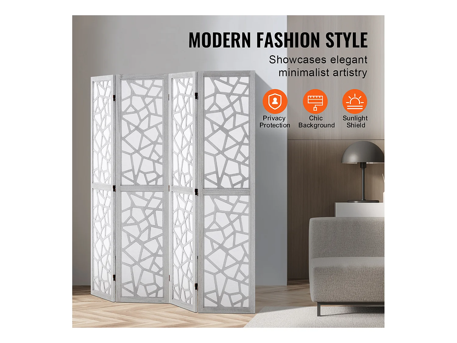 Divisória de Ambiente em Madeira SucceBuy, Tela de Privacidade em Madeira com 4 Painéis para Divisória de Ambiente