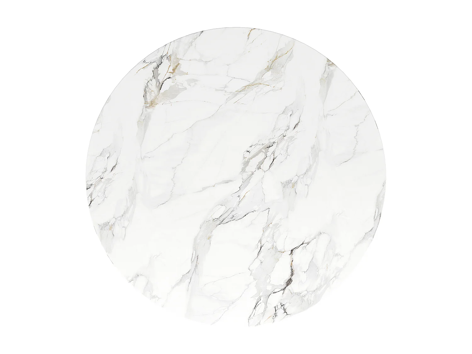 Table à manger rond 4 personnes avec plateau en placage marbre blanc et pieds en métal doré