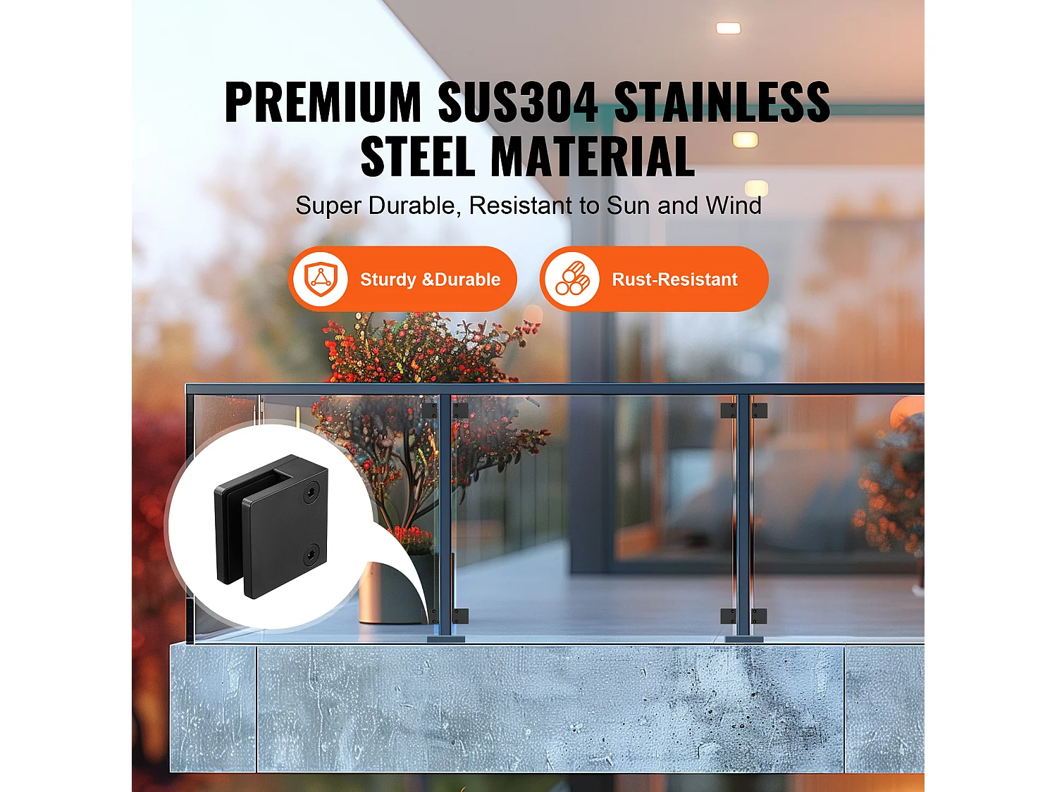 Glasklem SucceBuy Vierkante voor 8-12 mm Glazen Balustrades, 40 Stuks, Zwart