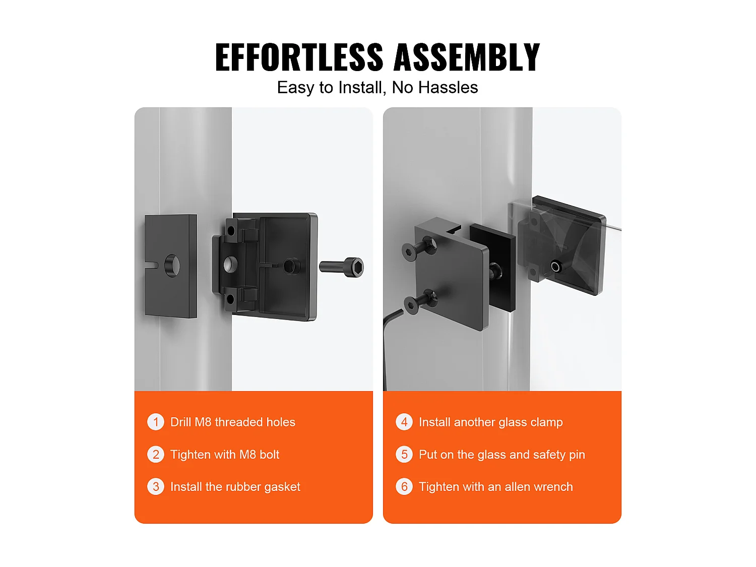 Glasklem SucceBuy Vierkante voor 8-12 mm Glazen Balustrades, 40 Stuks, Zwart