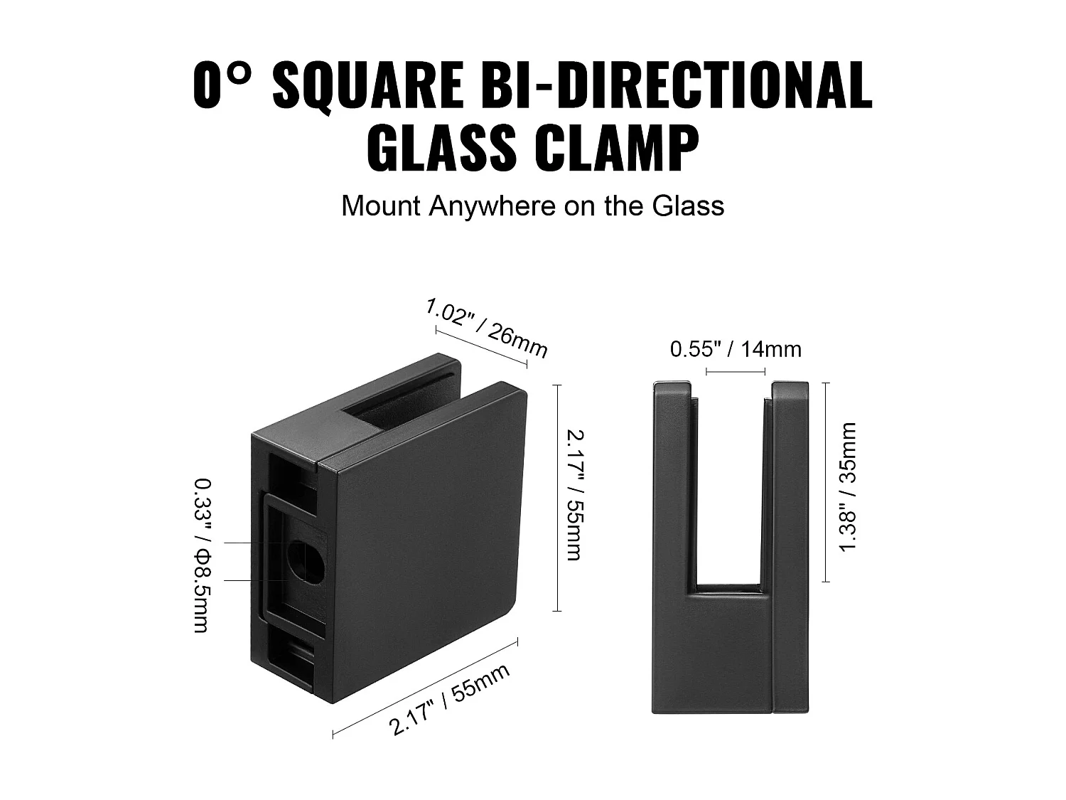 Glasklem SucceBuy Vierkante voor 8-12 mm Glazen Balustrades, 40 Stuks, Zwart