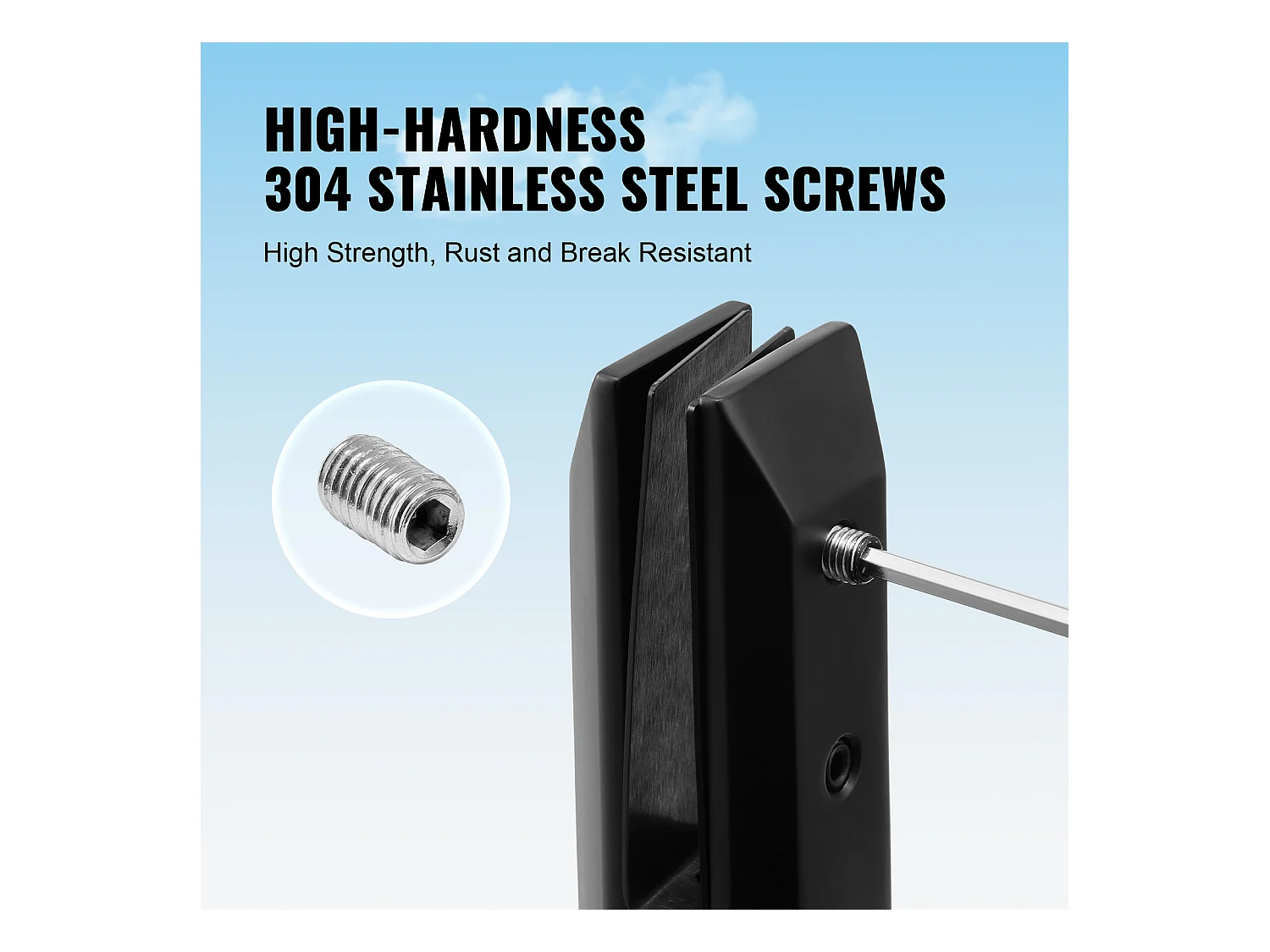 Glasklem SucceBuy Vierkantevoor 8-12 mm Glazen Balustrade, 4 Stuks, Balkon, Zwart