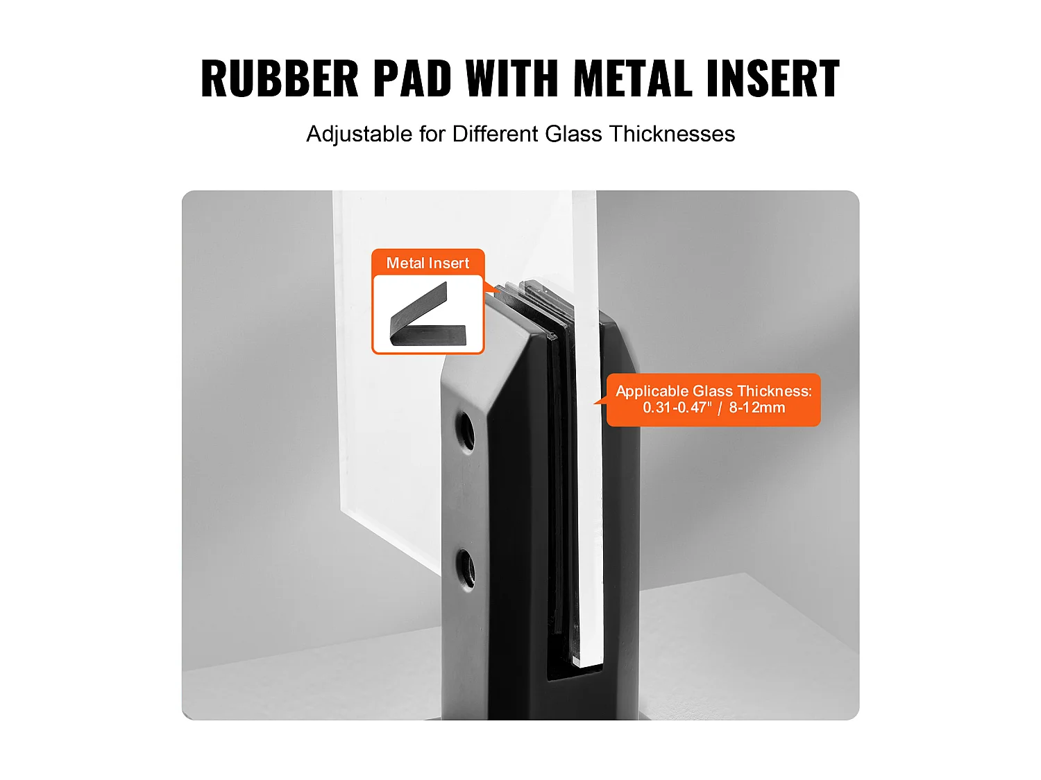 Glasklem SucceBuy Vierkantevoor 8-12 mm Glazen Balustrade, 4 Stuks, Balkon, Zwart