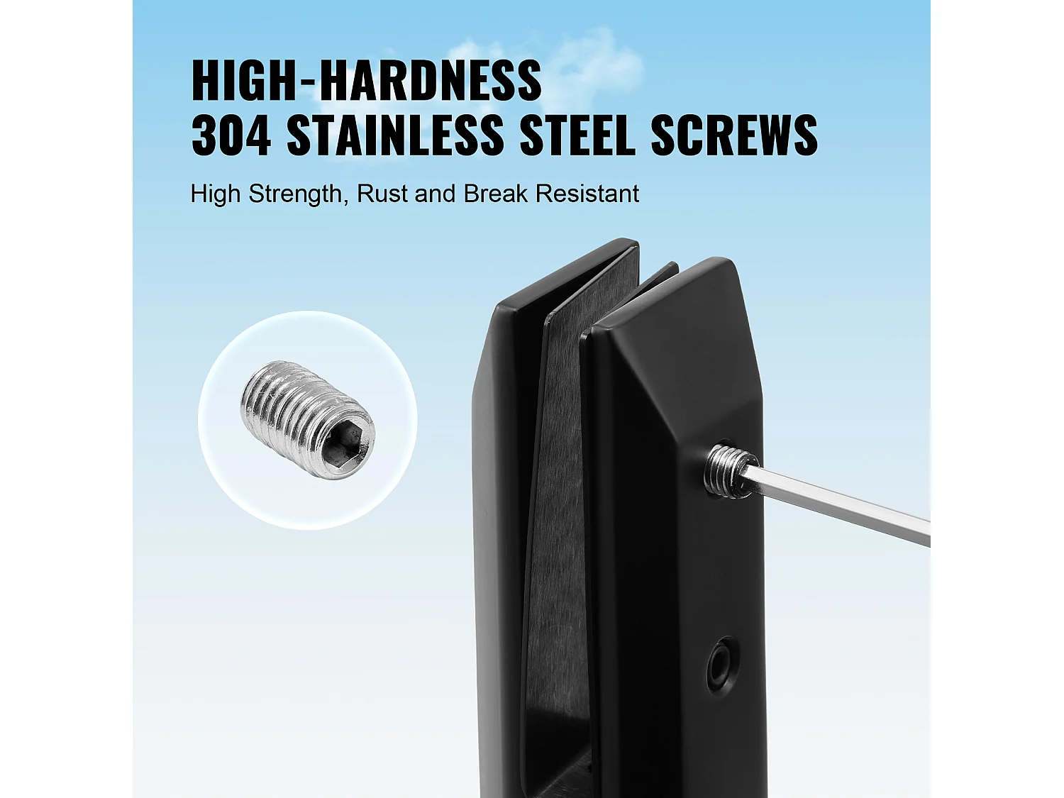 Glasklem SucceBuy Vierkantevoor 8-12 mm Glazen Balustrade, 4 Stuks, Balkon, Zwart