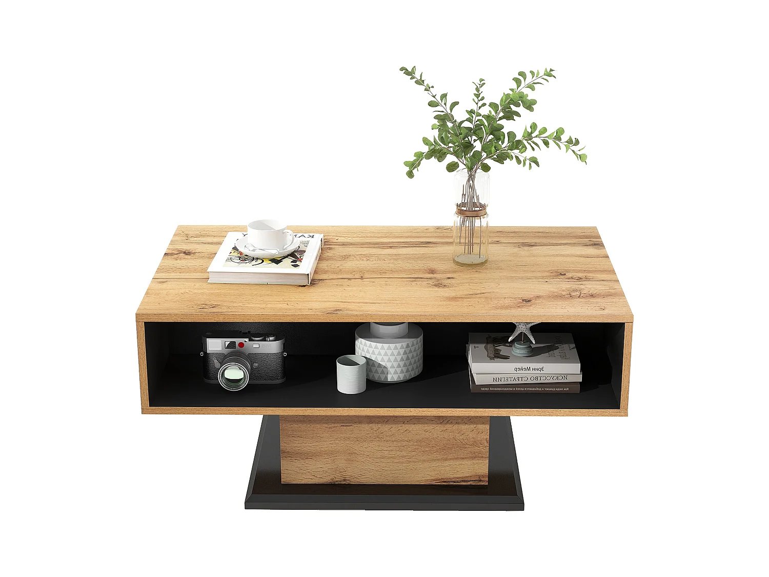 Table basse 100x60cm avec tiroir, woodgrain naturel clair