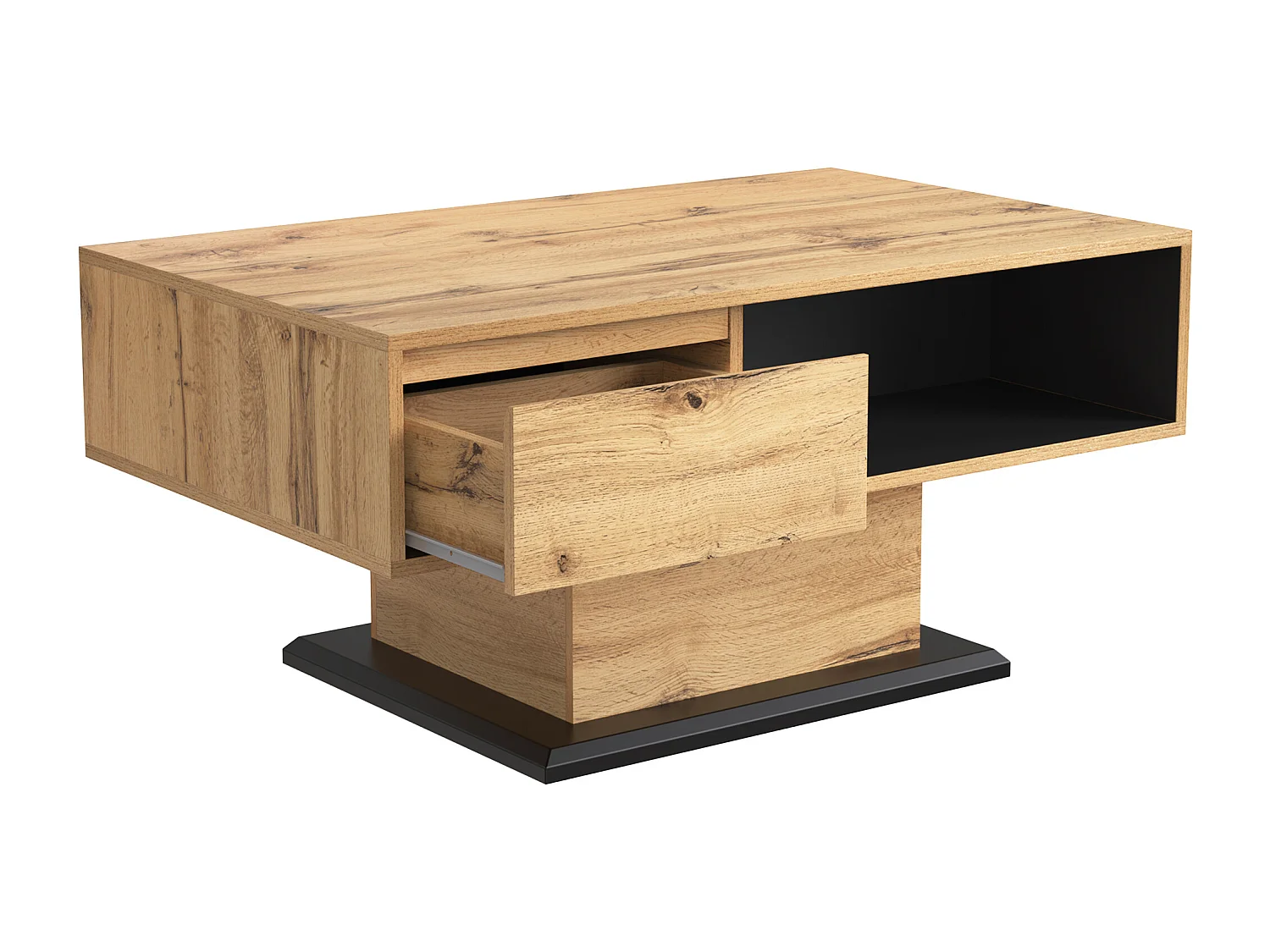 Table basse 100x60cm avec tiroir, woodgrain naturel clair