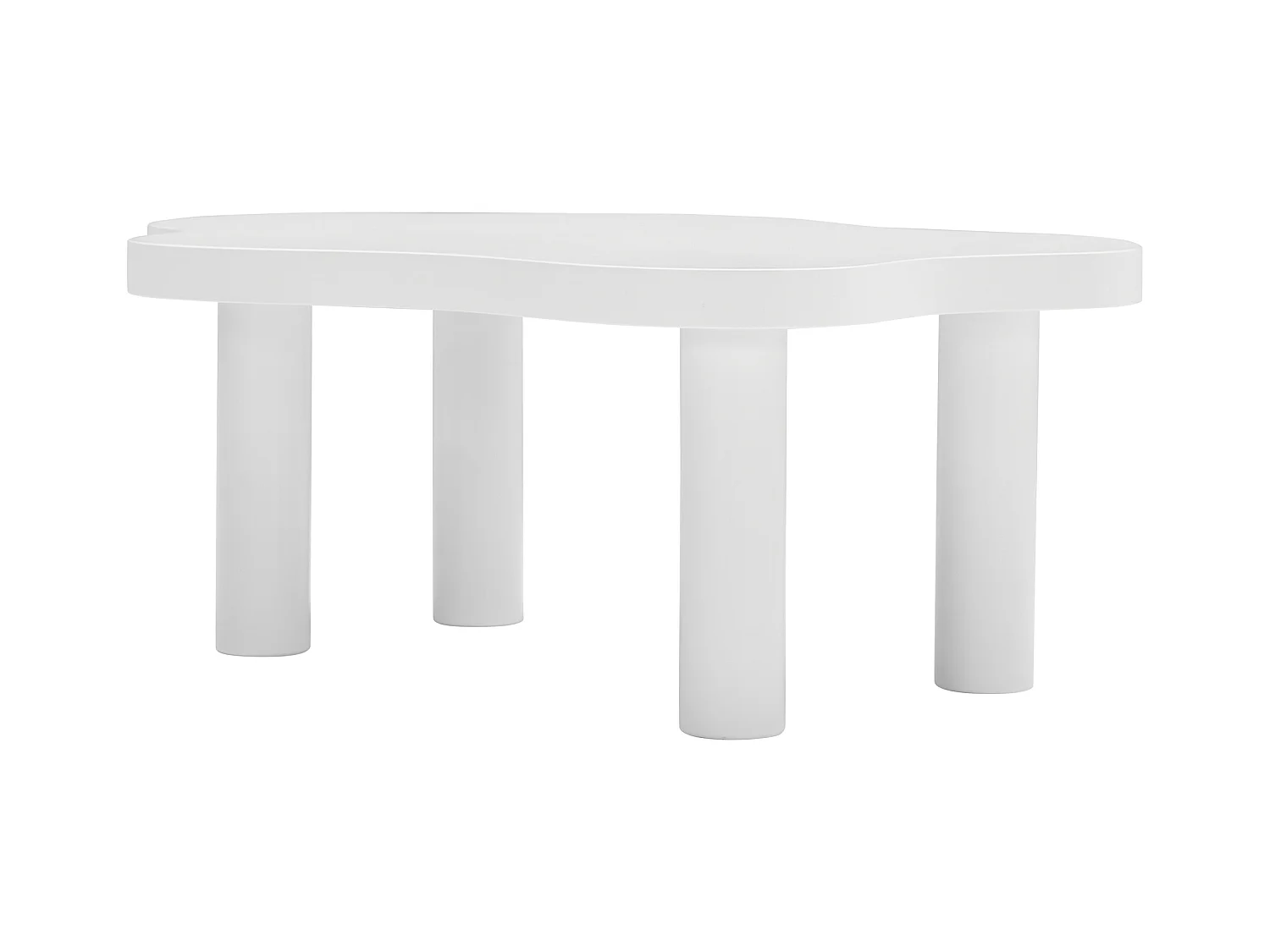 Table basse moderne en MDF blanc, plateau en forme de nuage
