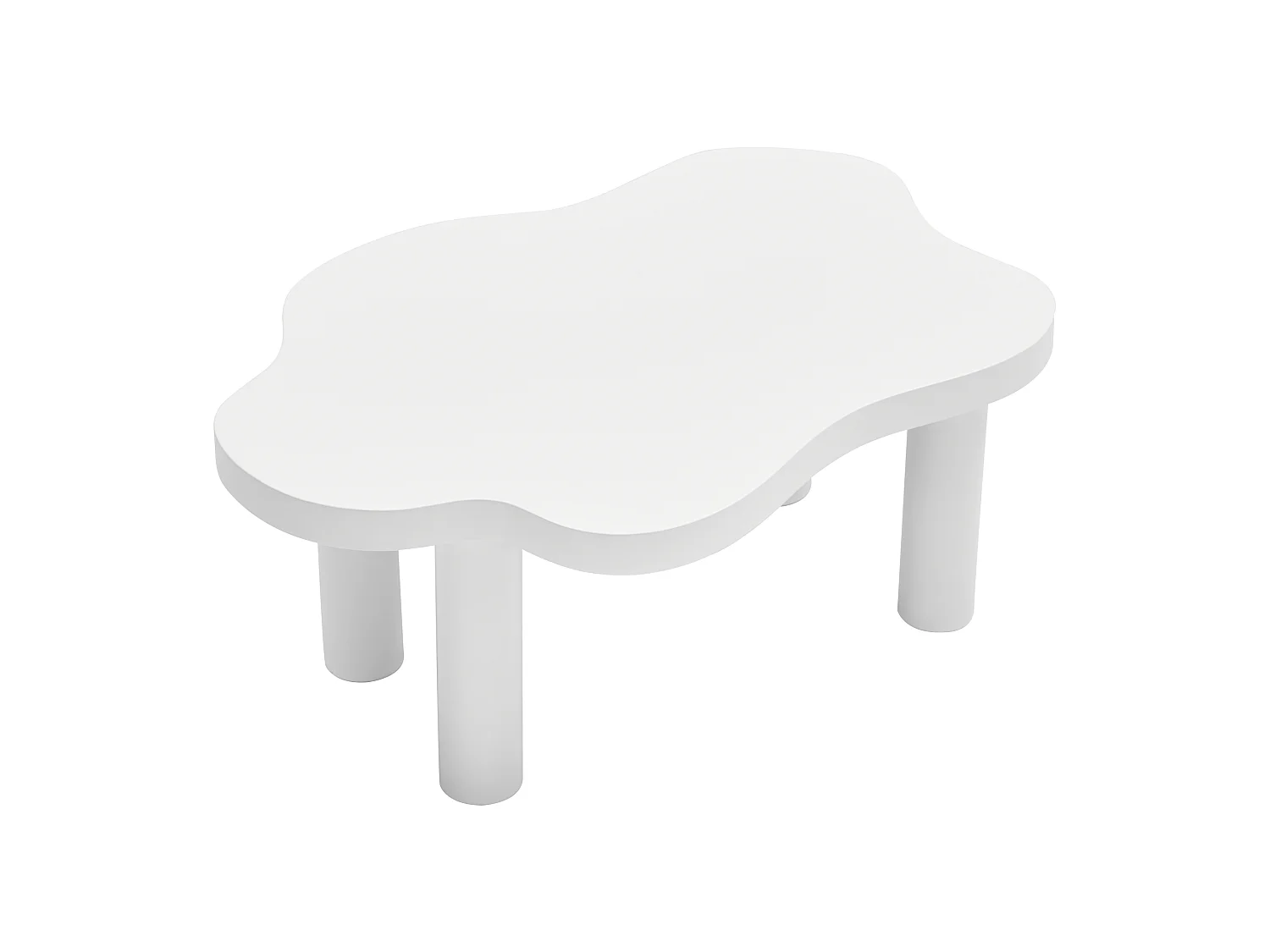 Table basse moderne en MDF blanc, plateau en forme de nuage