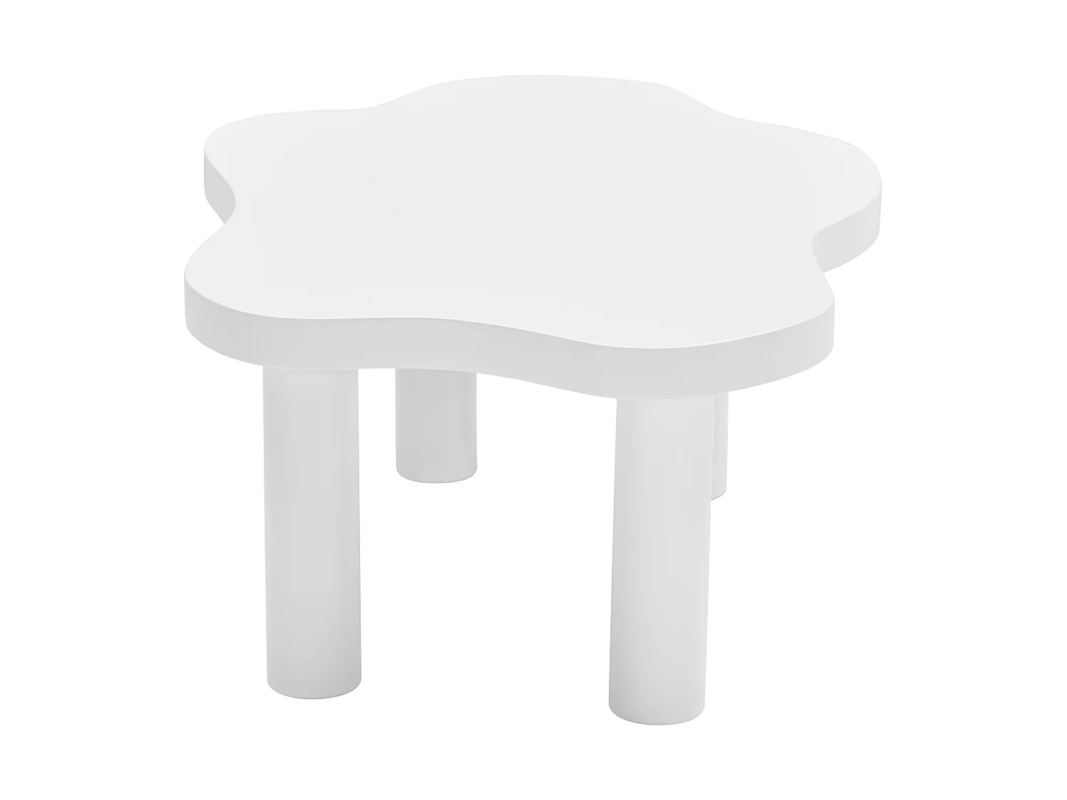 Table basse moderne en MDF blanc, plateau en forme de nuage