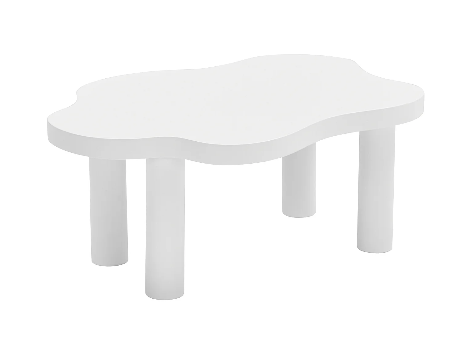 Table basse moderne en MDF blanc, plateau en forme de nuage