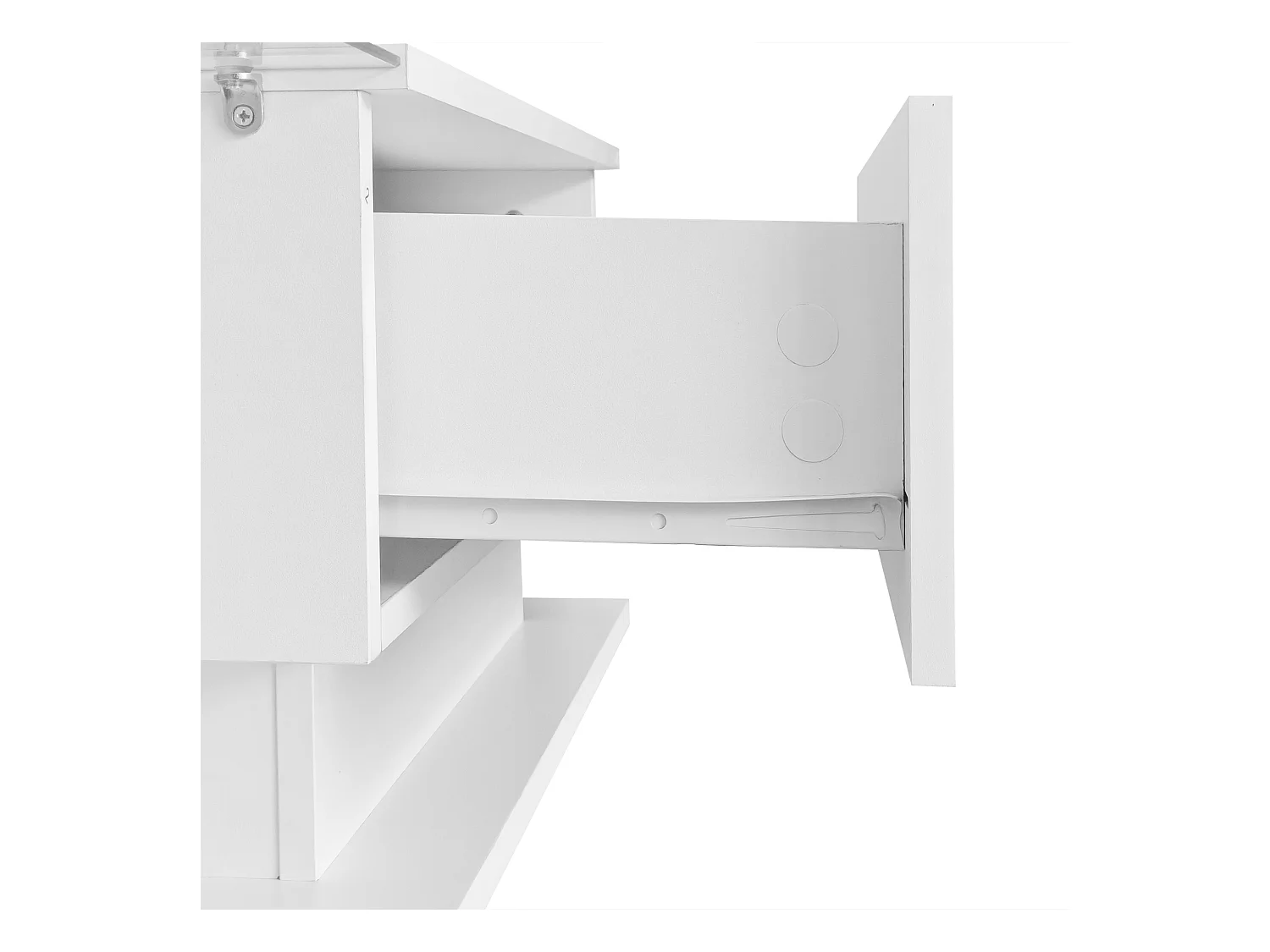 Table basse design avec LED intelligente, Blanc brillant et verre intégré, 100x50 cm