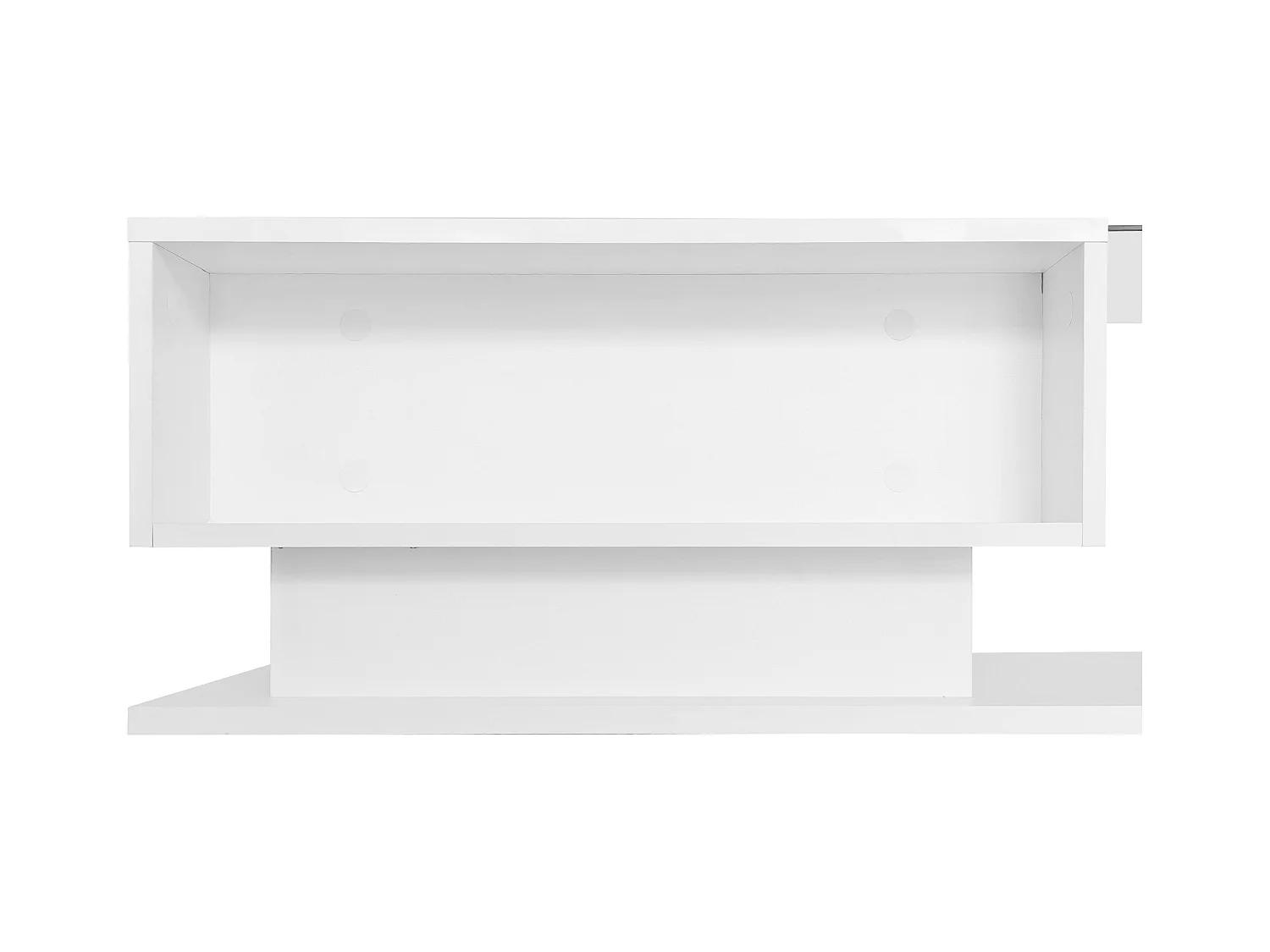 Table basse design avec LED intelligente, Blanc brillant et verre intégré, 100x50 cm