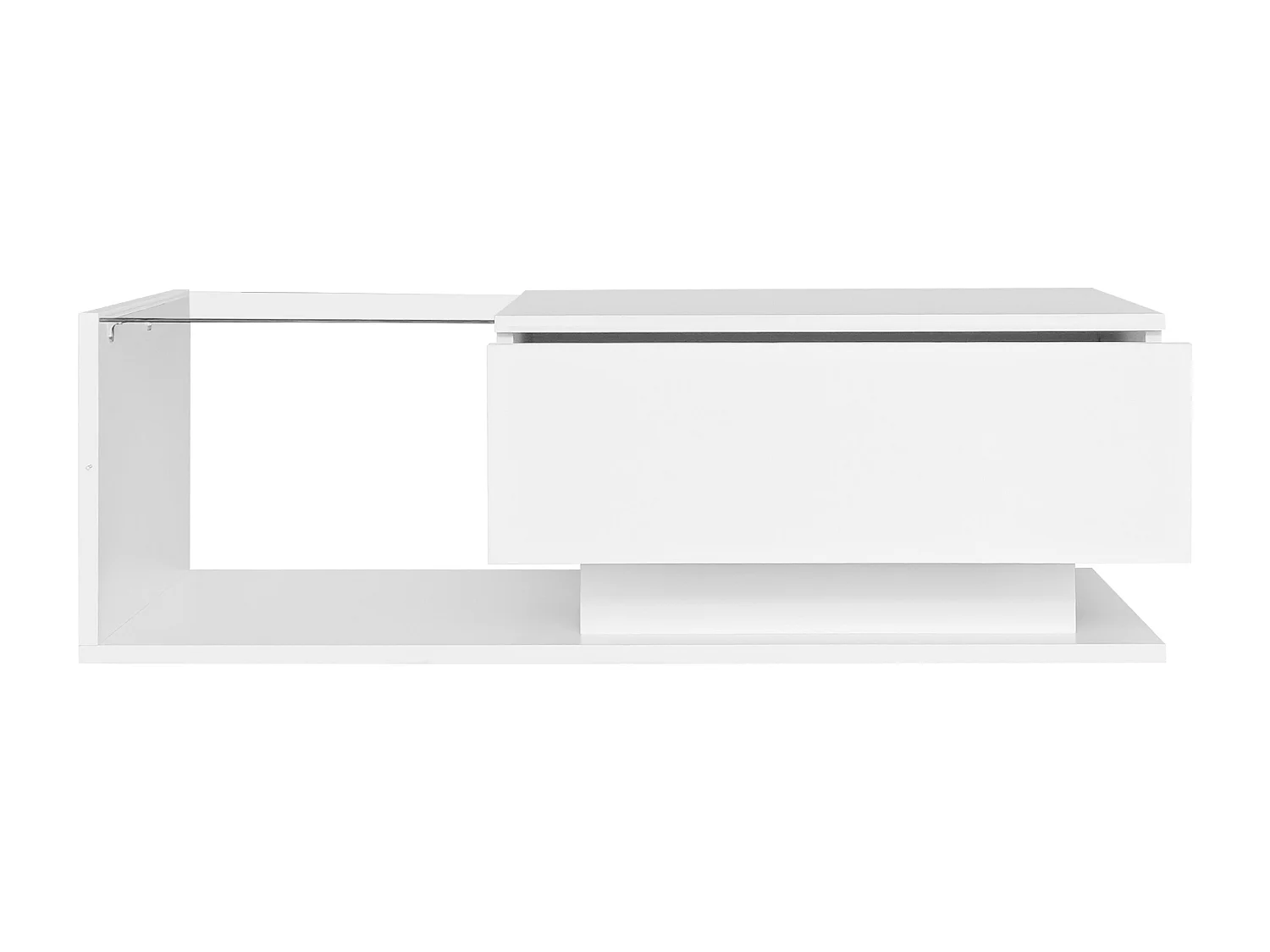 Mesa de centro de design com LED inteligente, branco brilhante e vidro integrado, 100x50 cm