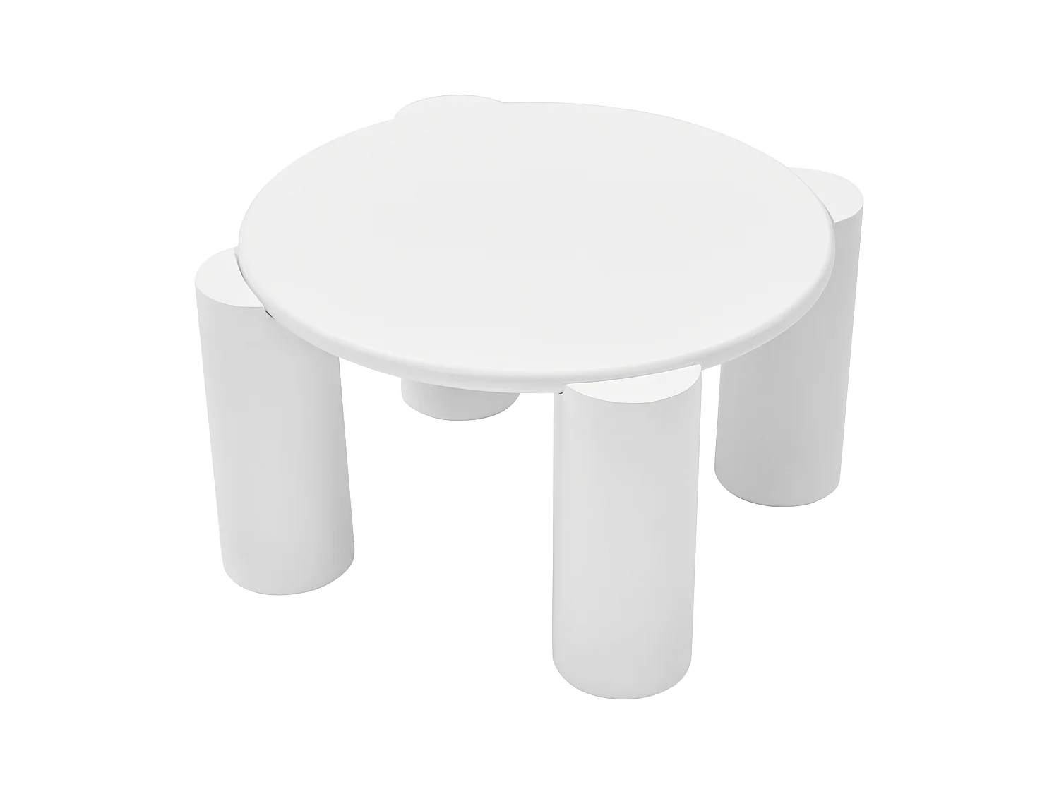 Table basse moderne rond en MDF blanc avec 4 pieds robustes