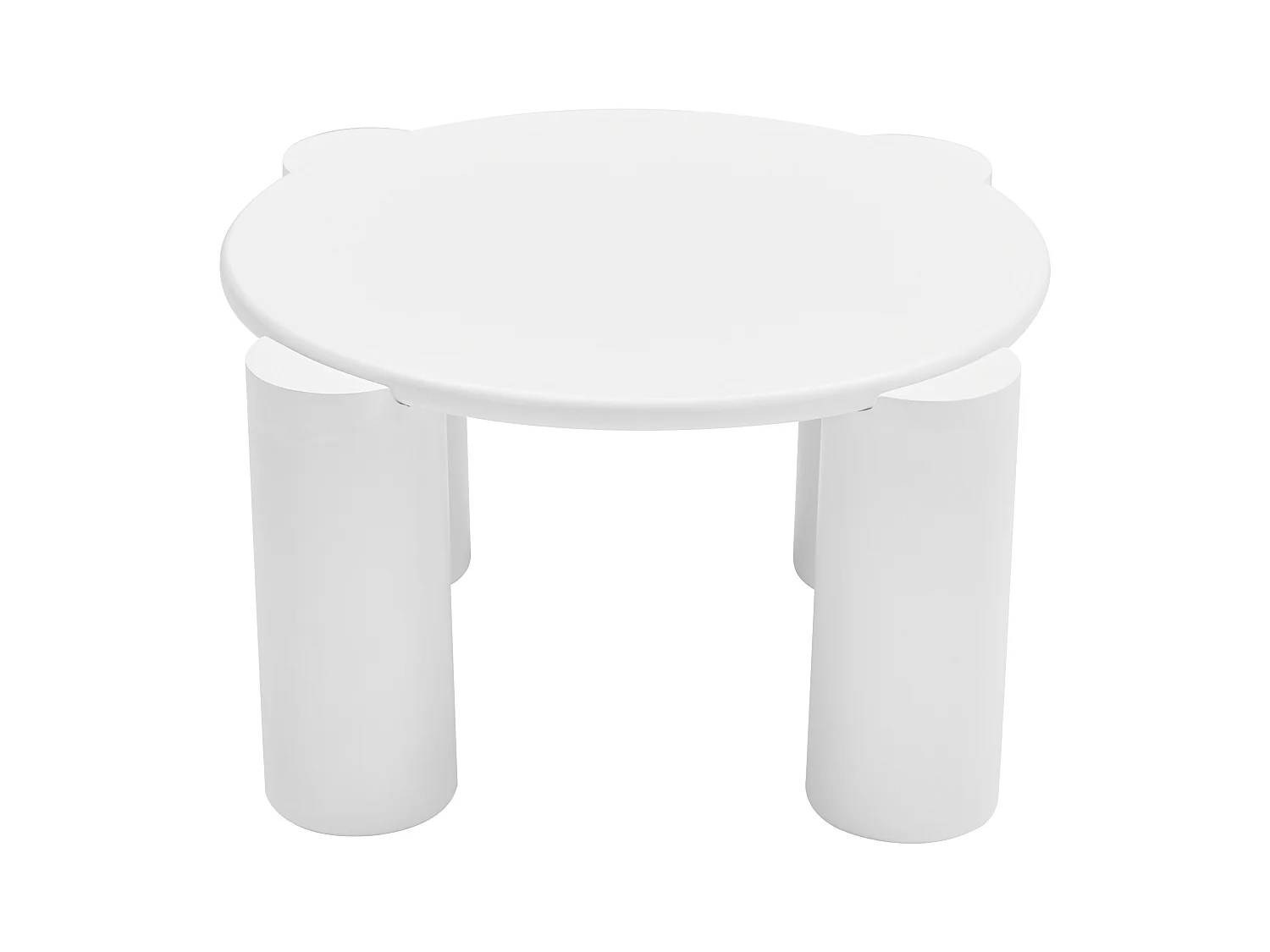Table basse moderne rond en MDF blanc avec 4 pieds robustes