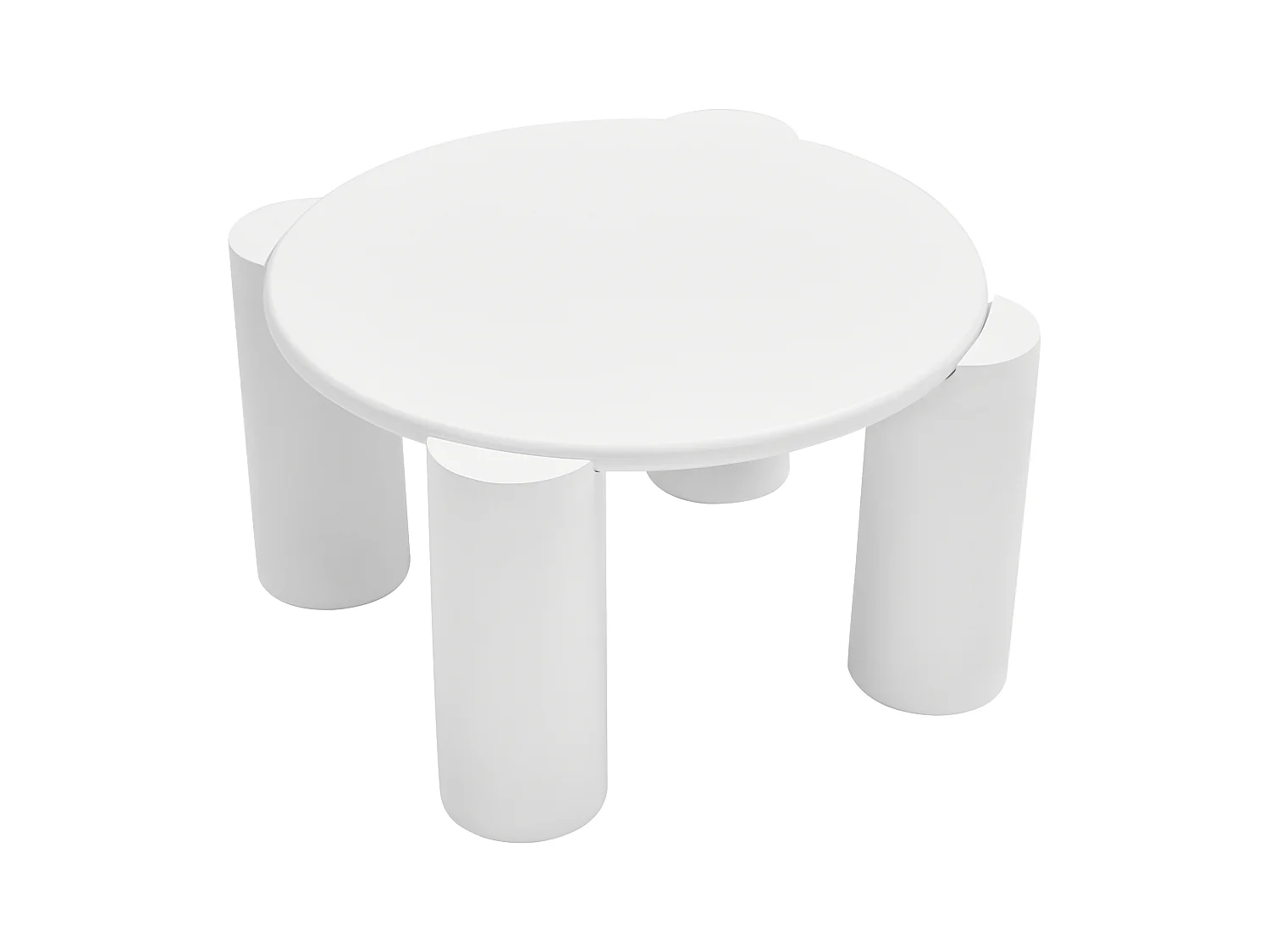Table basse moderne rond en MDF blanc avec 4 pieds robustes
