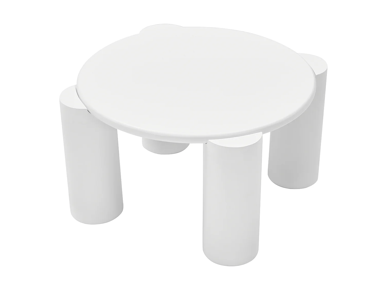 Moderne ronde salontafel in wit MDF met 4 stevige poten