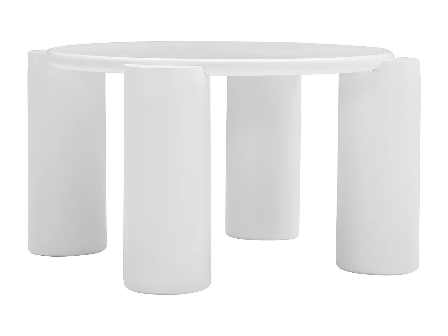 Moderne ronde salontafel in wit MDF met 4 stevige poten