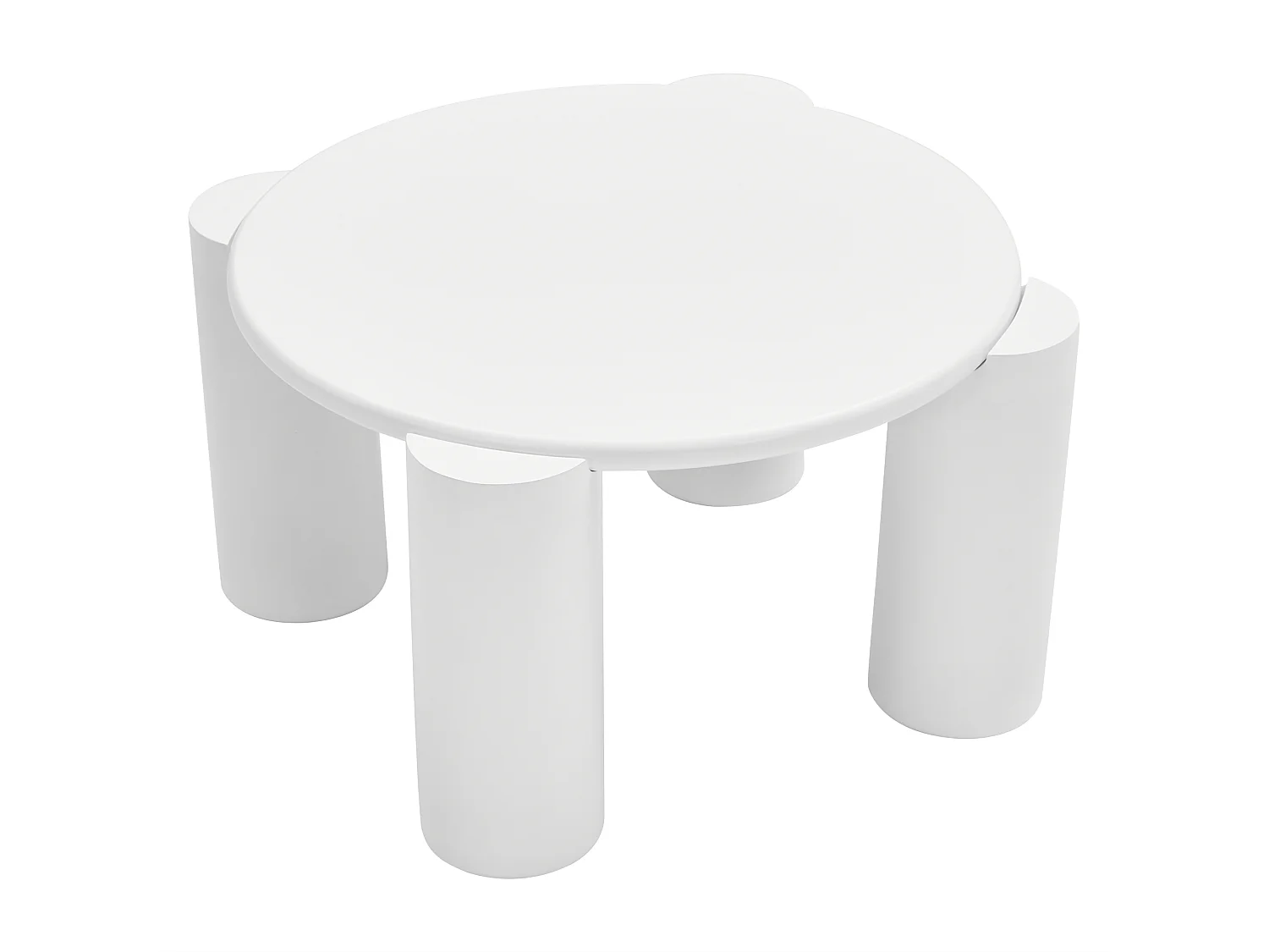 Moderne ronde salontafel in wit MDF met 4 stevige poten