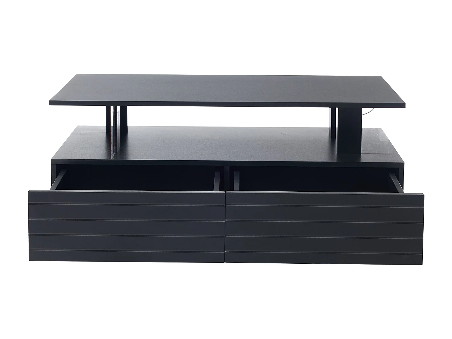 Moderne salontafel met 2 zwarte acryl lades, dubbellaags frame