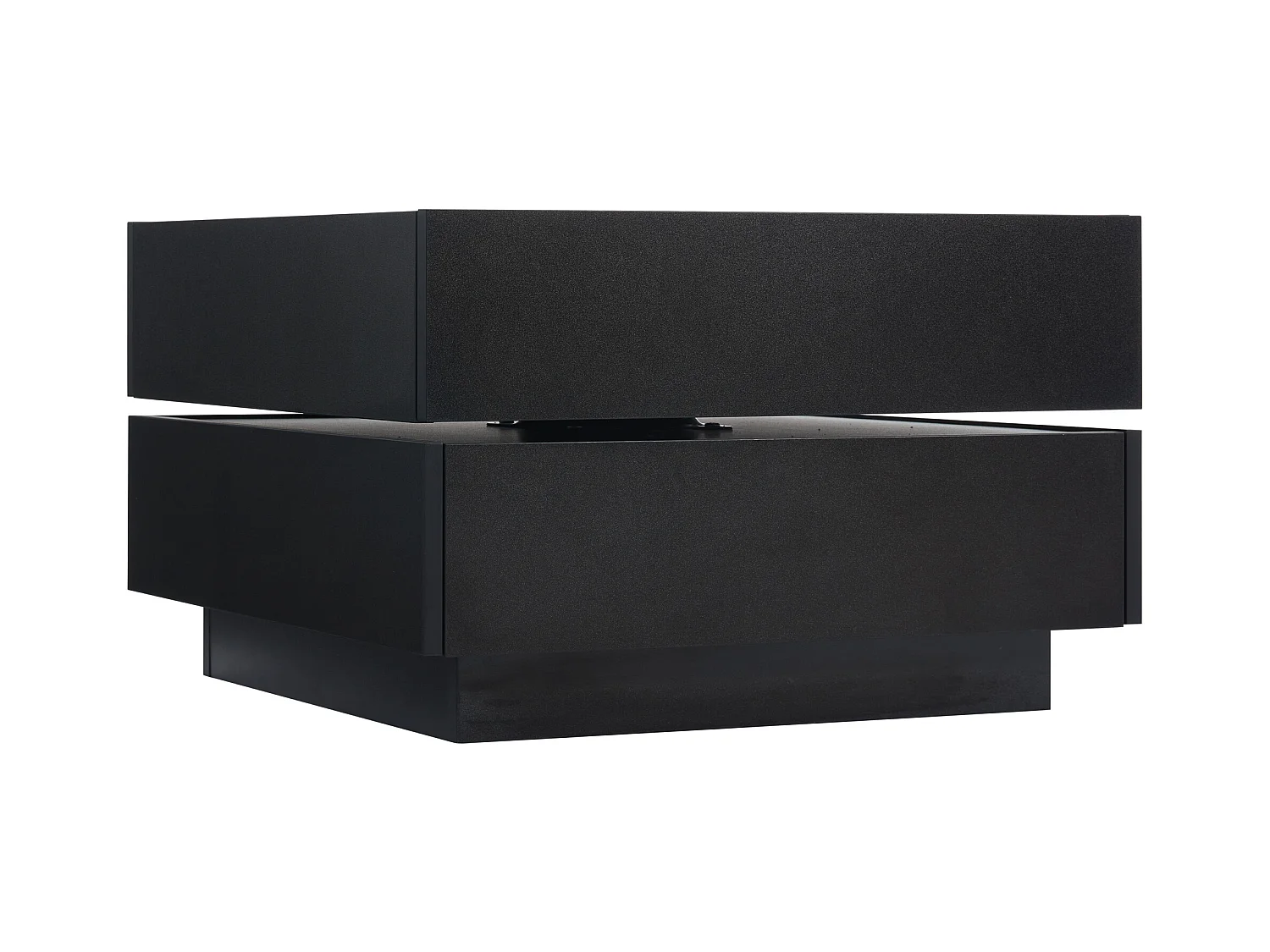 Table basse carré pivotante avec 2 tiroirs, noir