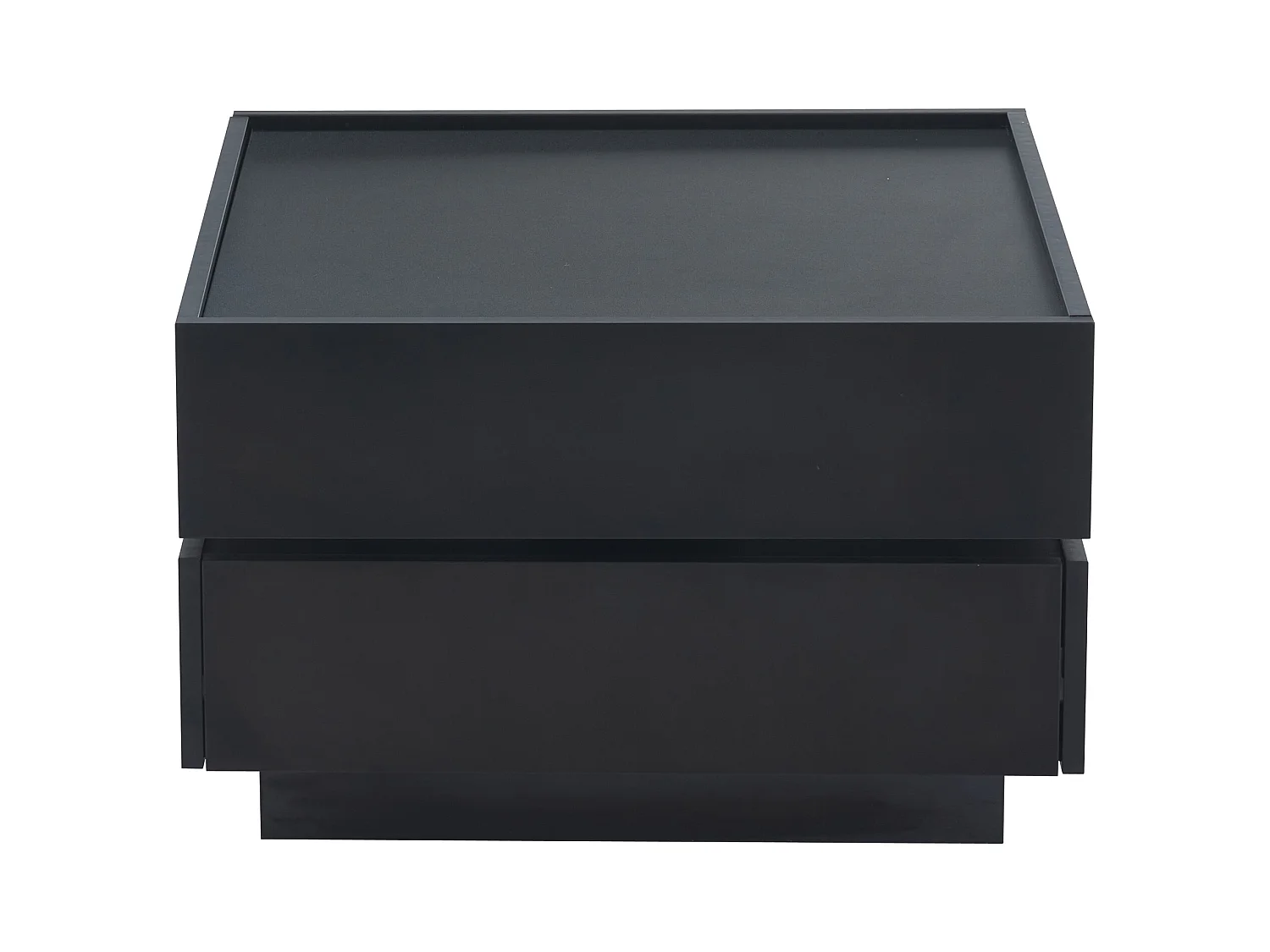 Table basse carré pivotante avec 2 tiroirs, noir