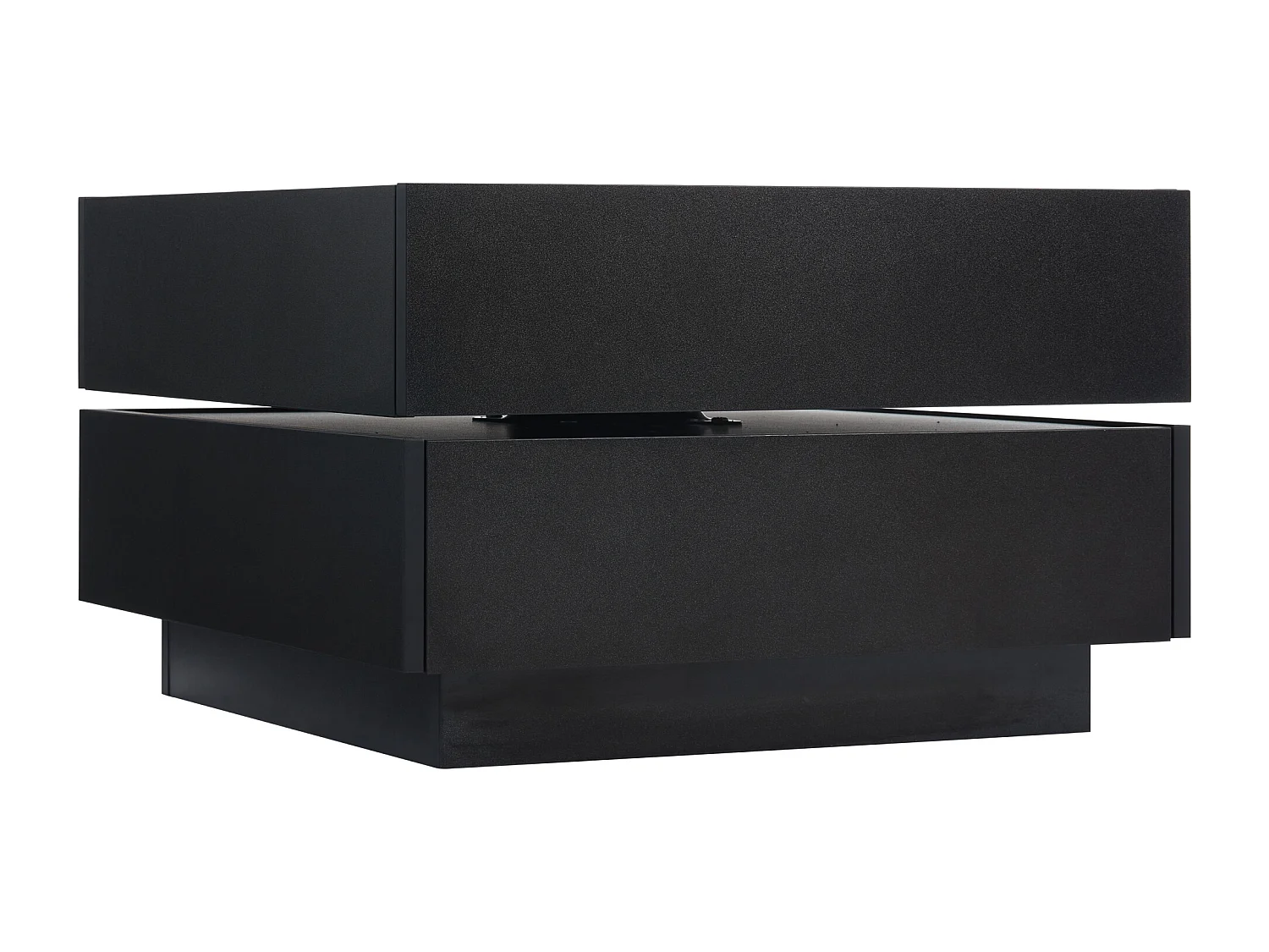 Table basse carré pivotante avec 2 tiroirs, noir