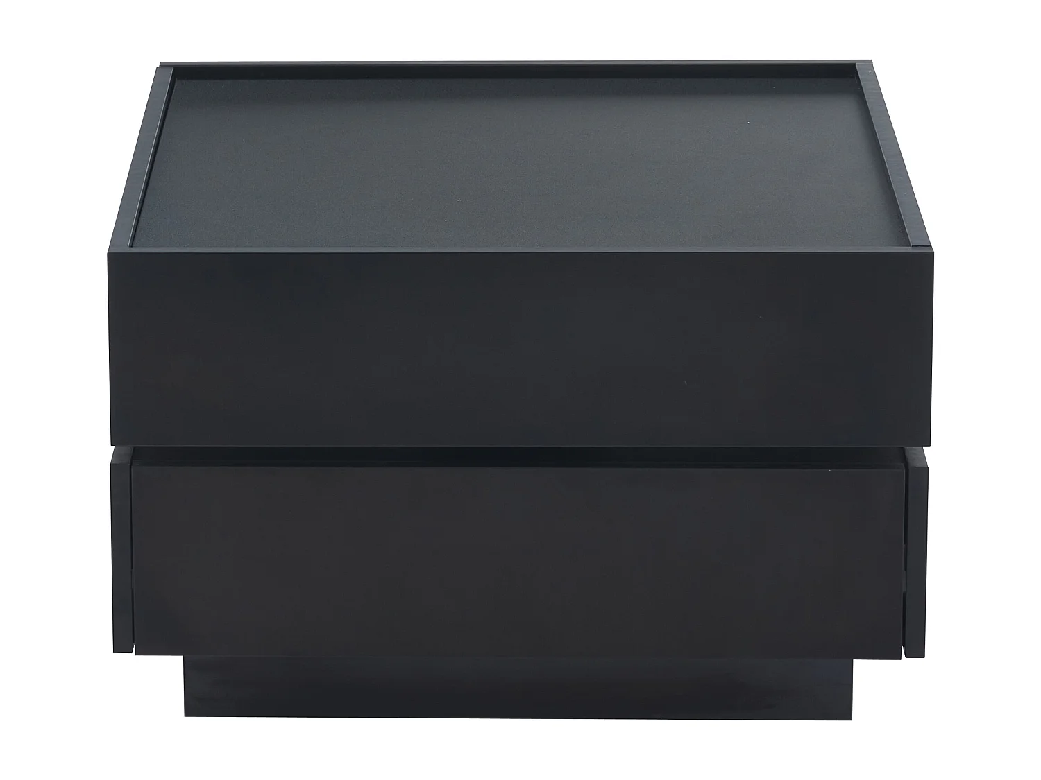 Table basse carré pivotante avec 2 tiroirs, noir