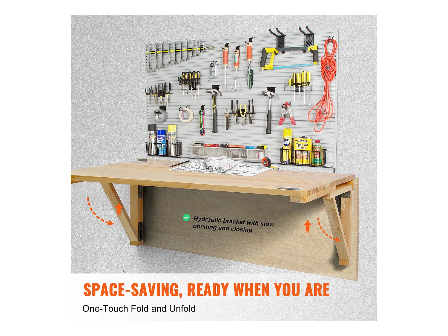 Table Pliante Murale SucceBuy, Bureau Flottant pour Ordinateur Portable, 800 x 600 mm, Bureau à Domicile