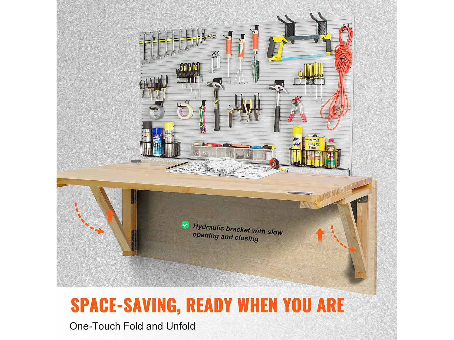 Table Pliante Murale SucceBuy, Bureau Flottant pour Ordinateur Portable, 800 x 600 mm, Bureau à Domicile