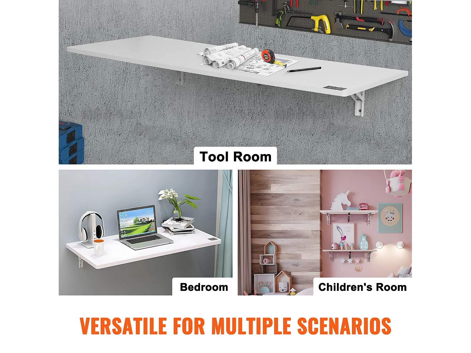 Wandklapptisch SucceBuy, 1100 x 460 mm, schwebender Laptop-Schreibtisch für das Home-Office