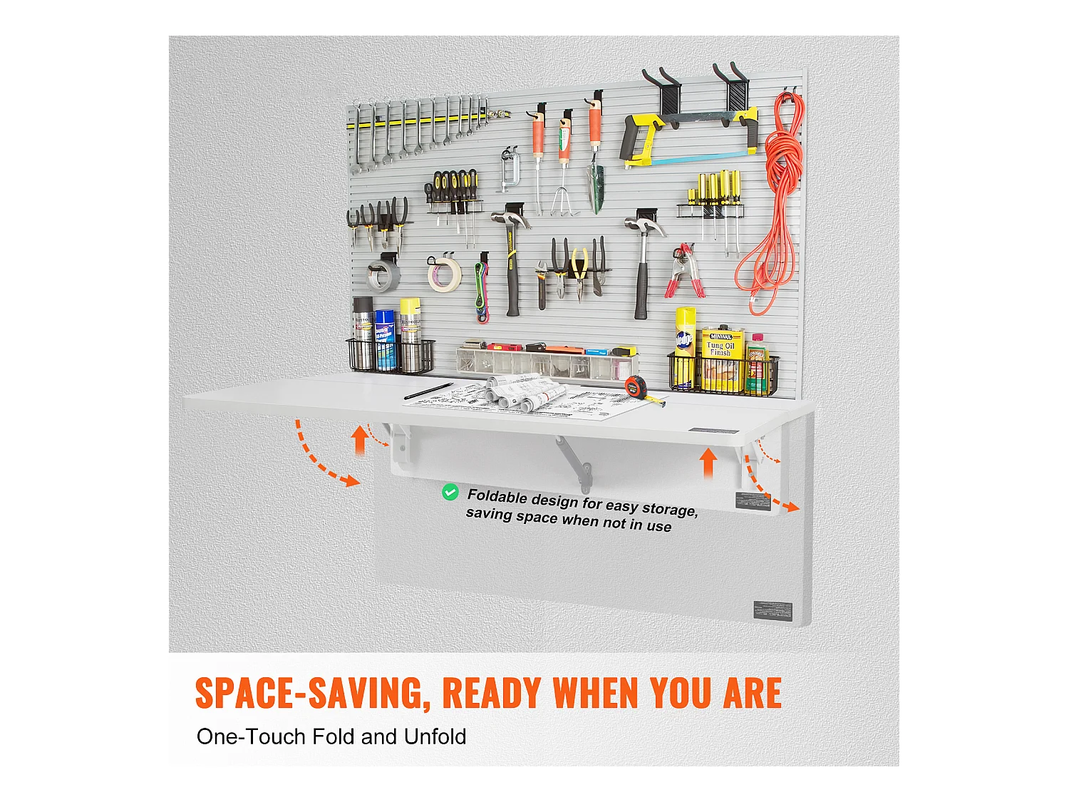 Table Pliante Murale SucceBuy, Bureau pour Ordinateur Portable, 800 x 600 mm, pour Bureau à Domicile, Blanc