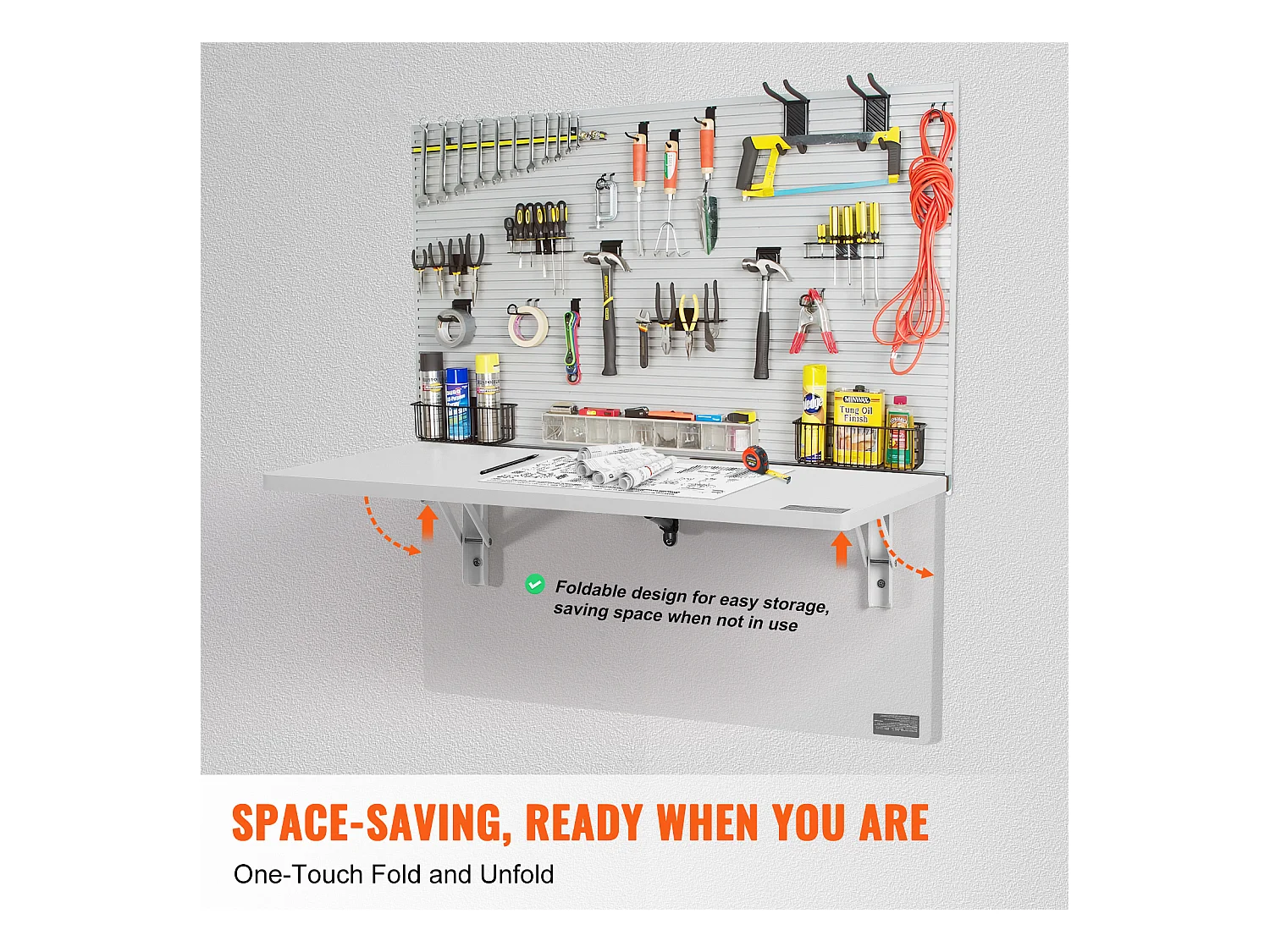 Table Pliante Murale SucceBuy, 600 x 400mm, Bureau Flottant pour Ordinateur Portable pour Bureau à Domicile, Blanc