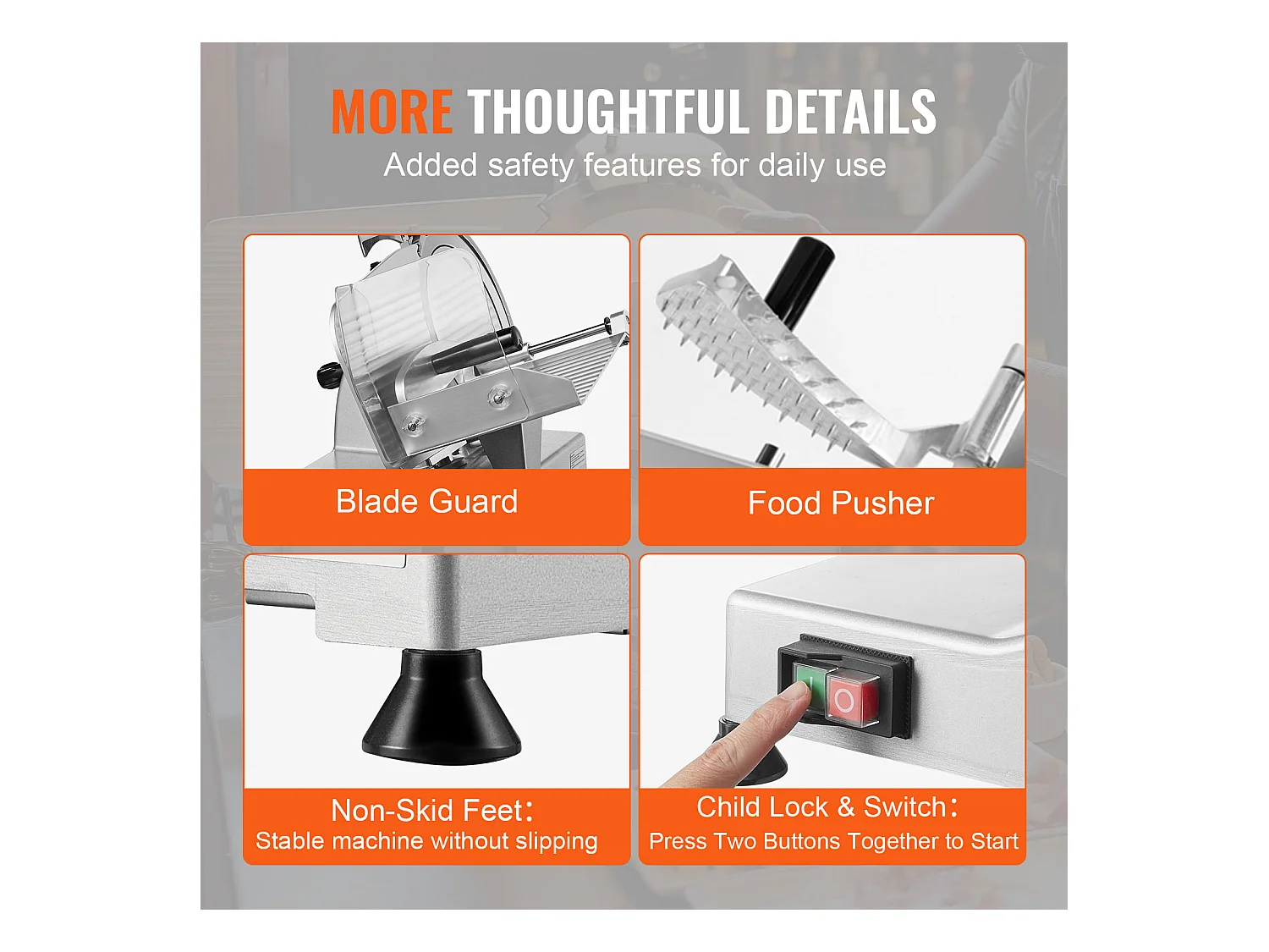 Trancheuse à Viande Électrique SucceBuy 340 W avec Lame SUS420 de 25.4 CM