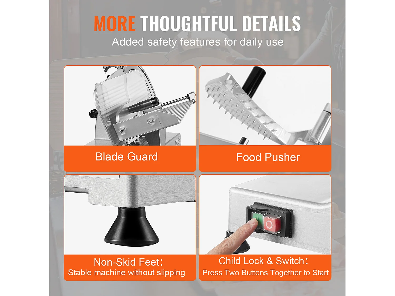 Trancheuse à Viande Électrique SucceBuy 340 W avec Lame SUS420 de 25.4 CM