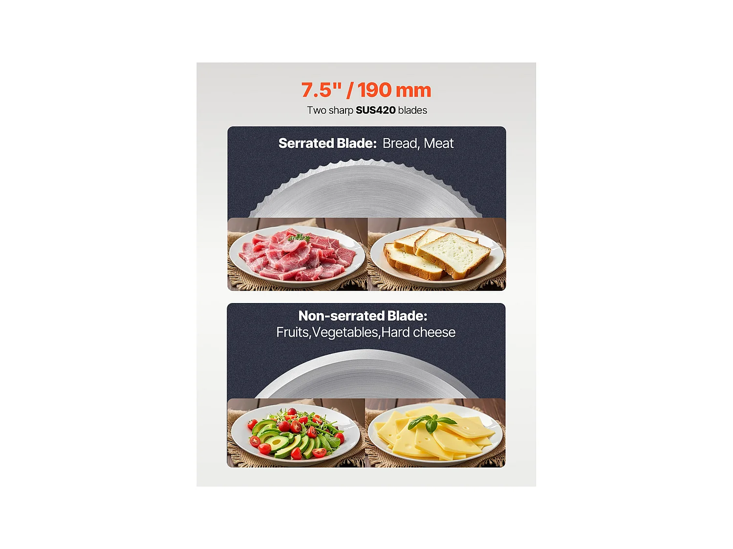 Trancheuse à Viande Électrique SucceBuy 180 W 19.05CM pour Usage Domestique