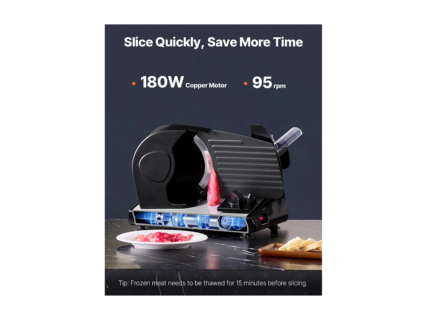 Trancheuse à Viande Électrique SucceBuy 180 W 19.05CM pour Usage Domestique