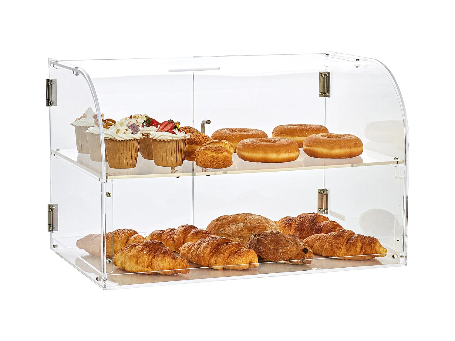 Vitrine de Boulangerie en Acrylique SucceBuy, 2 Niveaux, pour Pain Viennoiserie Dessert Bonbons Bar Café Magasin Restaurant