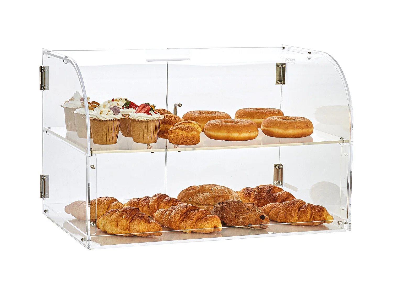 Vitrine de Boulangerie en Acrylique à 2 Niveaux SucceBuy avec Porte Arrière