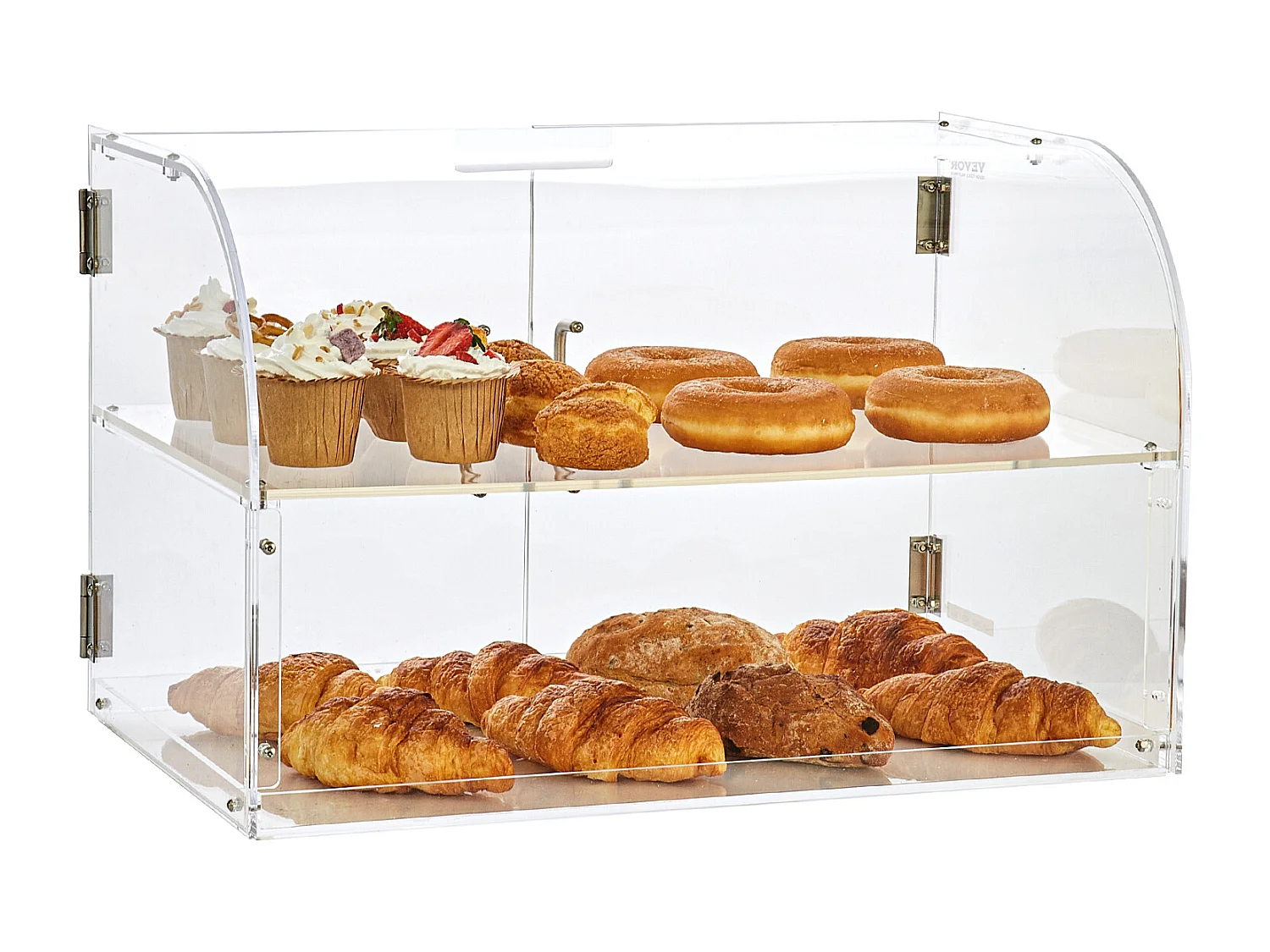 Vitrine de Boulangerie en Acrylique SucceBuy, 2 Niveaux, pour Pain Viennoiserie Dessert Bonbons Bar Café Magasin Restaurant