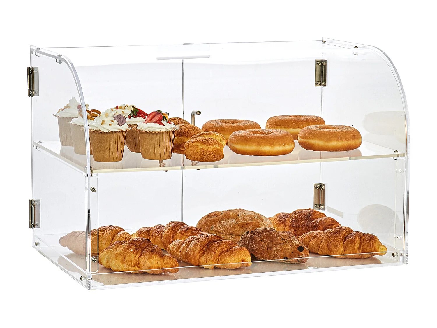 Vitrine de Boulangerie en Acrylique SucceBuy, 2 Niveaux, pour Pain Viennoiserie Dessert Bonbons Bar Café Magasin Restaurant