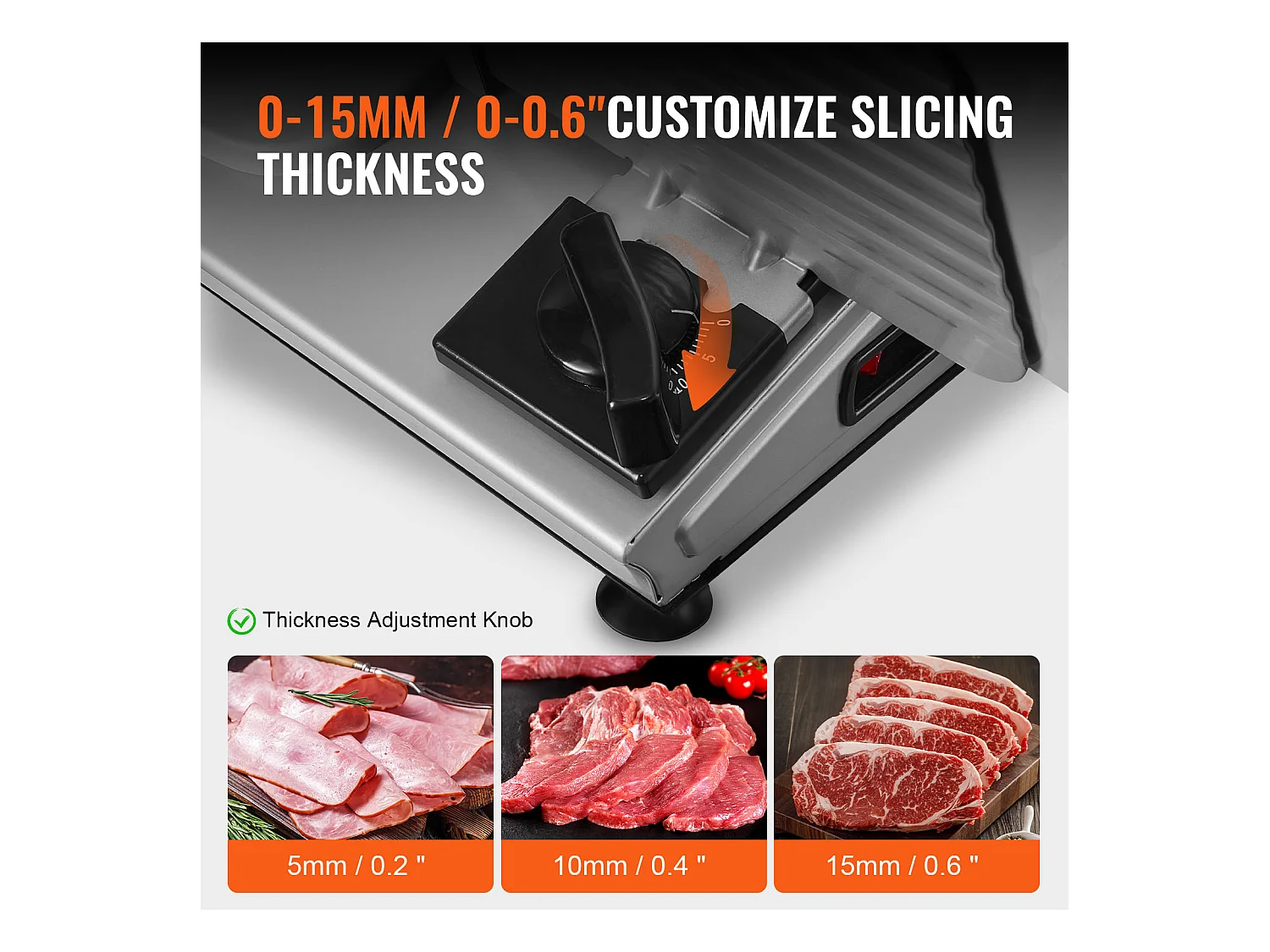 Trancheuse à Viande Électrique SucceBuy 180 W, Lame en Acier Inoxydable SUS420 de 19.05CM