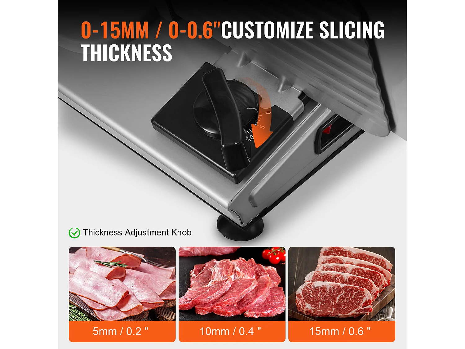 Trancheuse à Viande Électrique SucceBuy 180 W, Lame en Acier Inoxydable SUS420 de 19.05CM