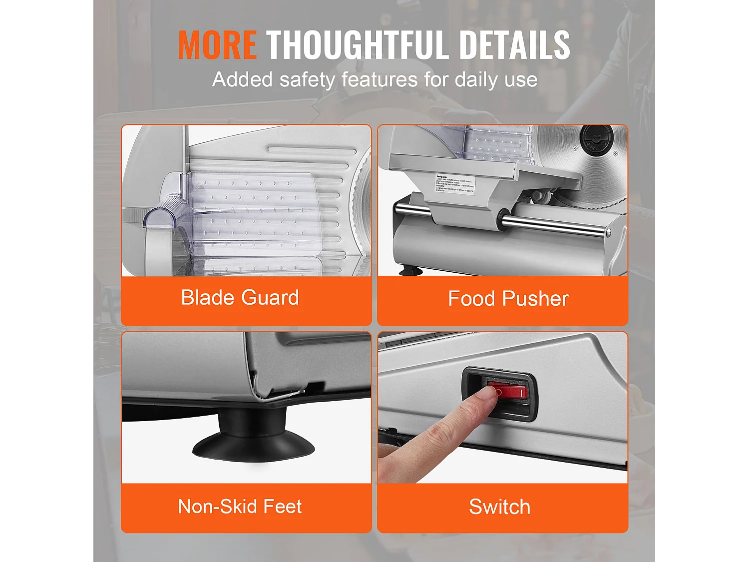 Trancheuse à Viande Électrique SucceBuy 180 W, Lame en Acier Inoxydable SUS420 de 19.05CM