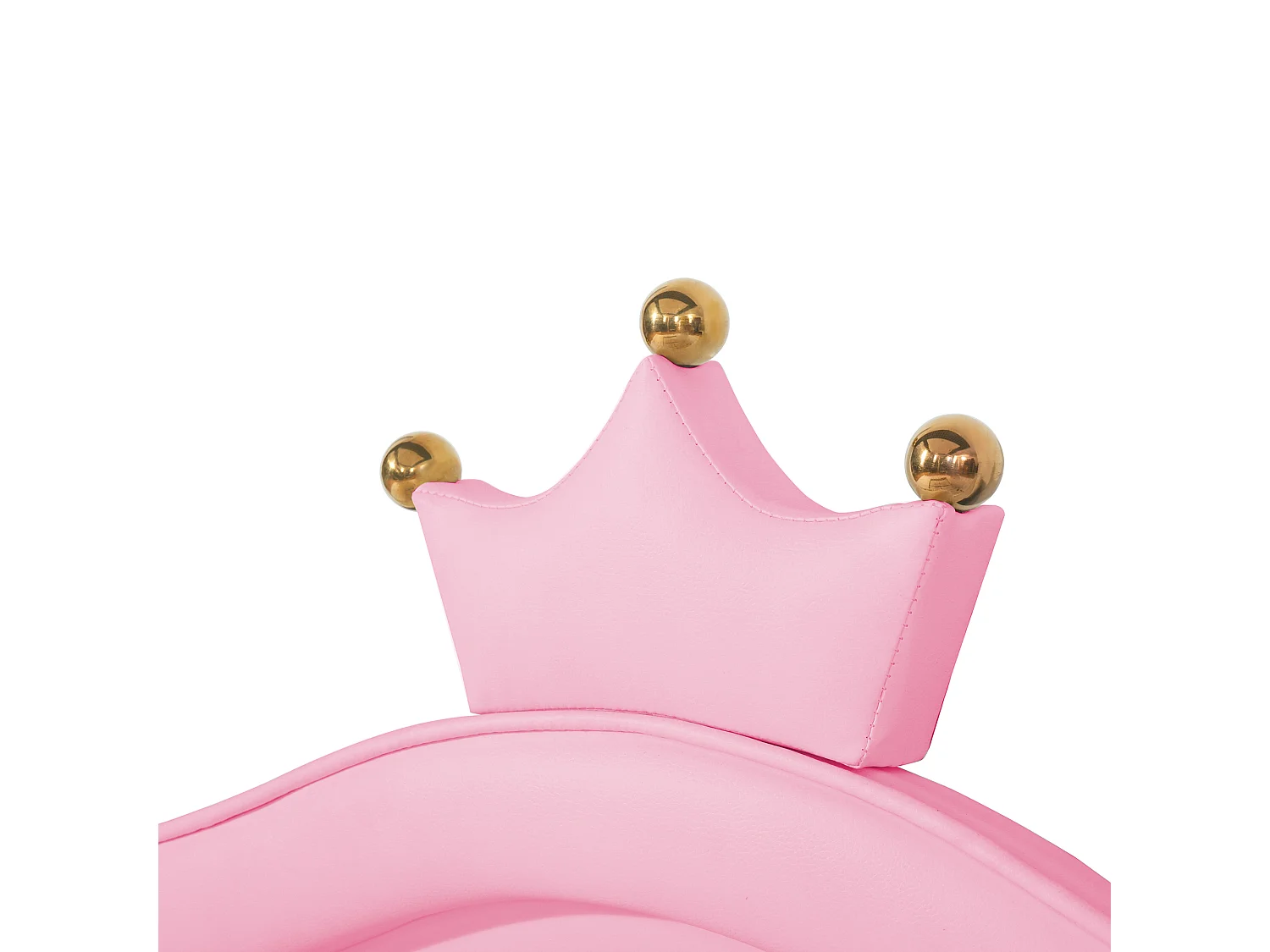 Lit enfant 140x200cm rose en PU, tête de lit en forme de couronne réglable en hauteur avec LED, sans matelas