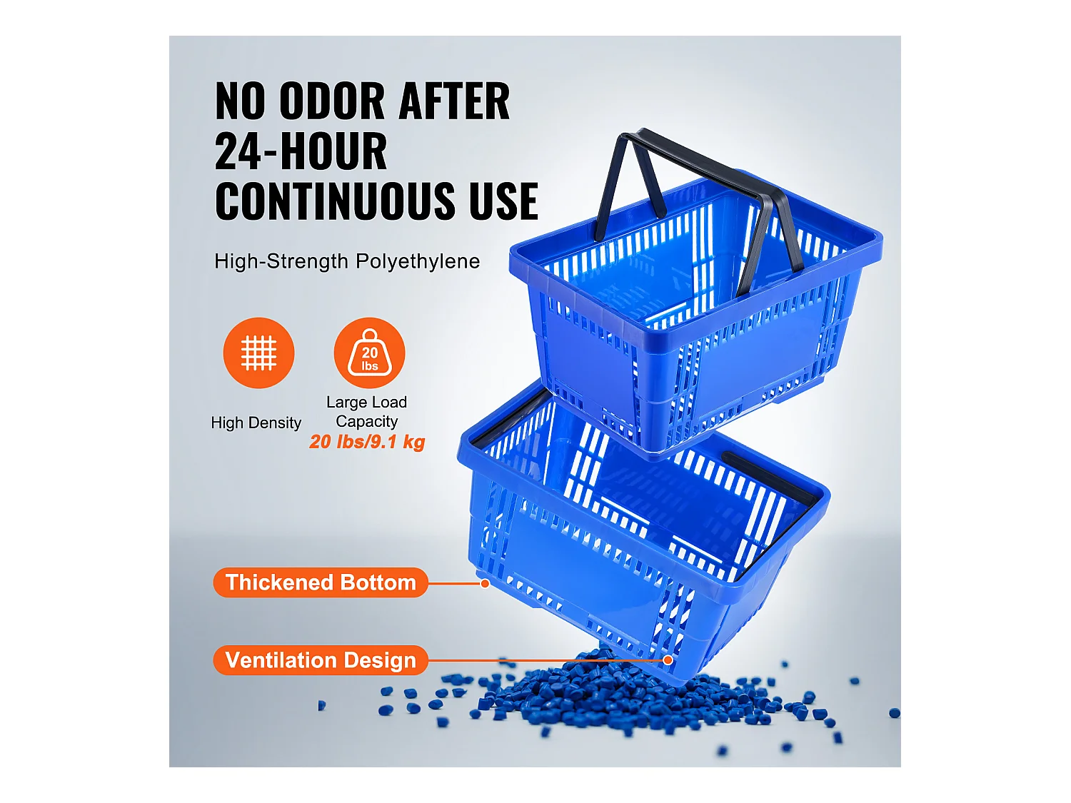 Paniers à Provisions SucceBuy 12 Pièces 24 L avec Support, Bleu