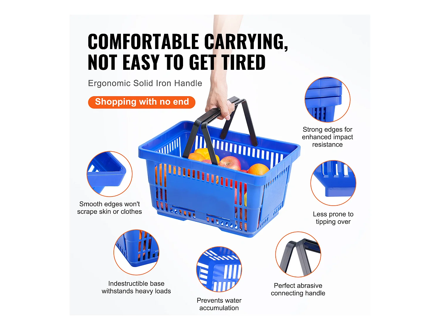 Paniers à Provisions SucceBuy 12 Pièces 24 L avec Support, Bleu