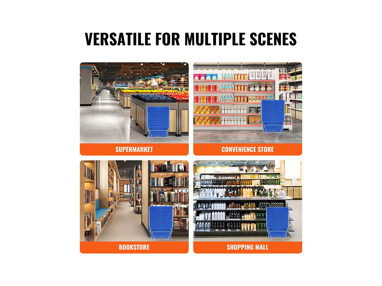 Paniers à Provisions SucceBuy 12 Pièces 24 L avec Support, Bleu